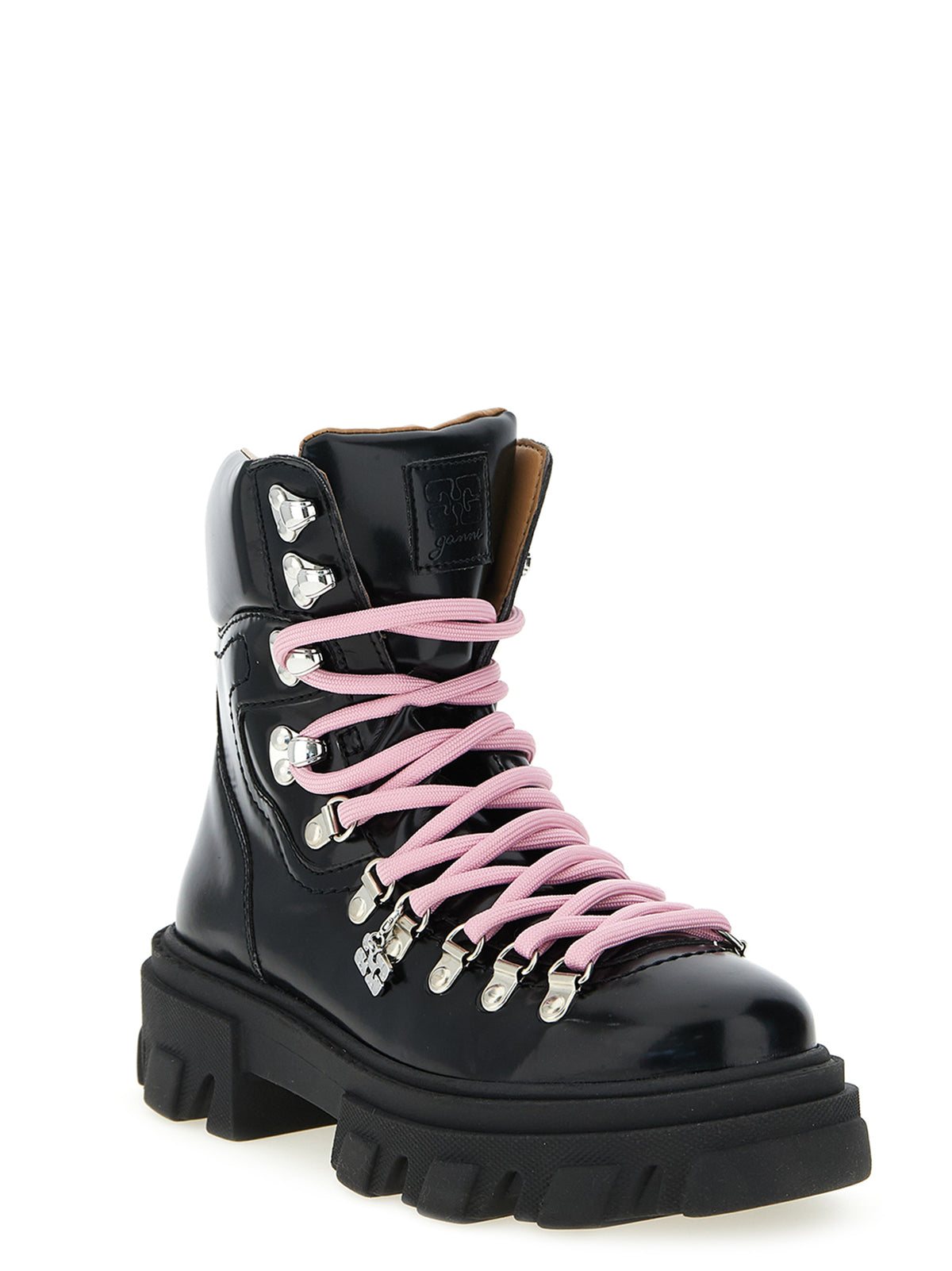 Ganni Cleated Mountain Boots - Luxe Black Lace-Up Elegance