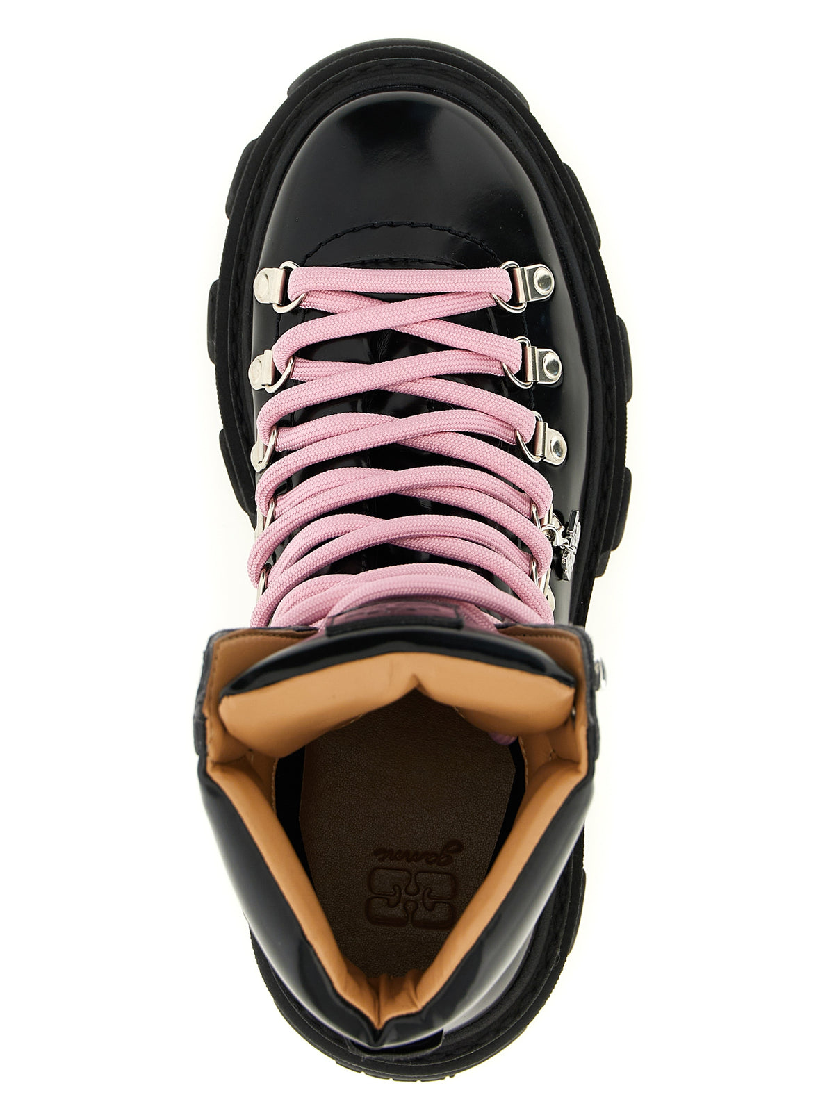 Ganni Cleated Mountain Boots - Luxe Black Lace-Up Elegance