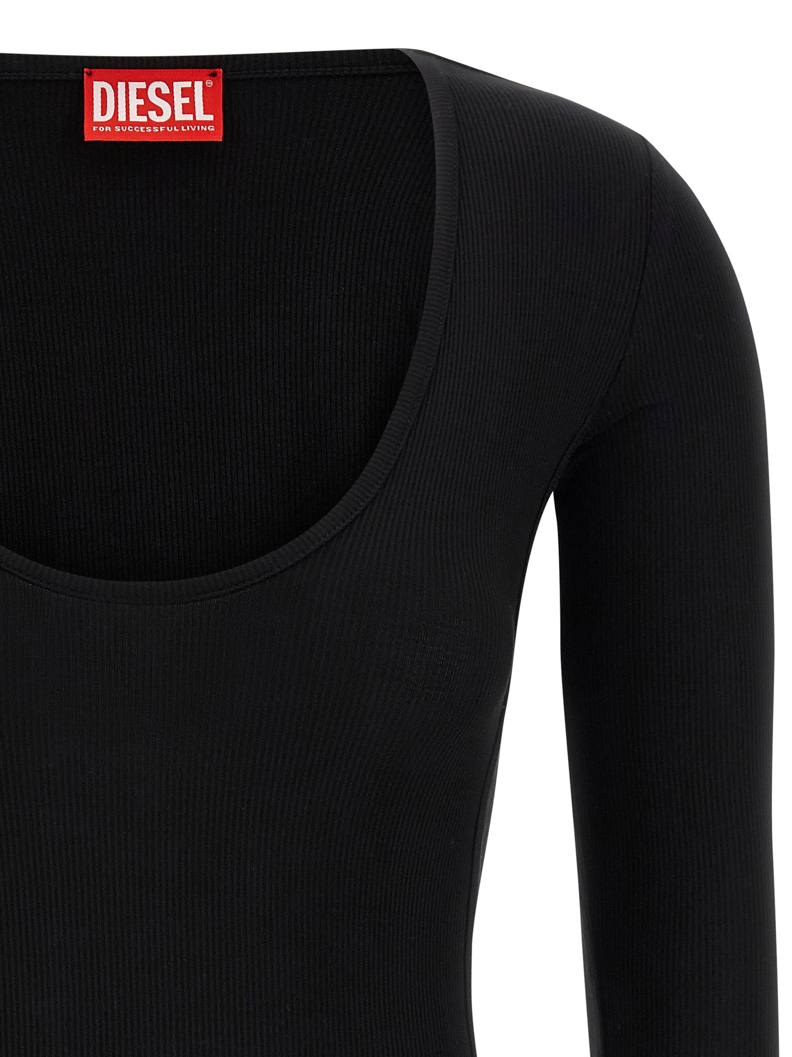 Diesel Black Viscose Bodysuit - Artisanal Luxury Elegance