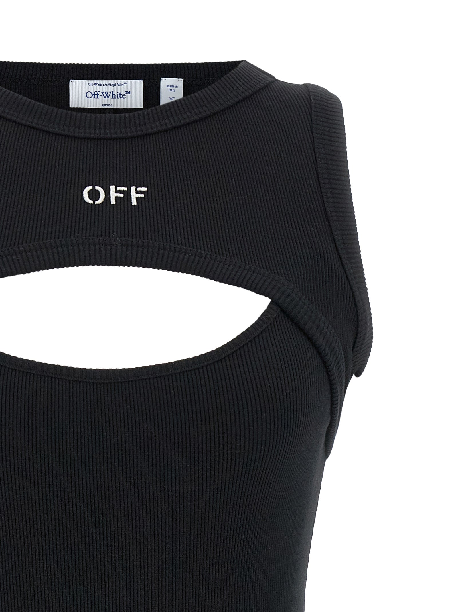 Elevate your elegance with the Off-White Bicolor Cotton Short Dress, a masterful blend of luxurious cotton and sophisticated design, perfect for any upscale occasion.
