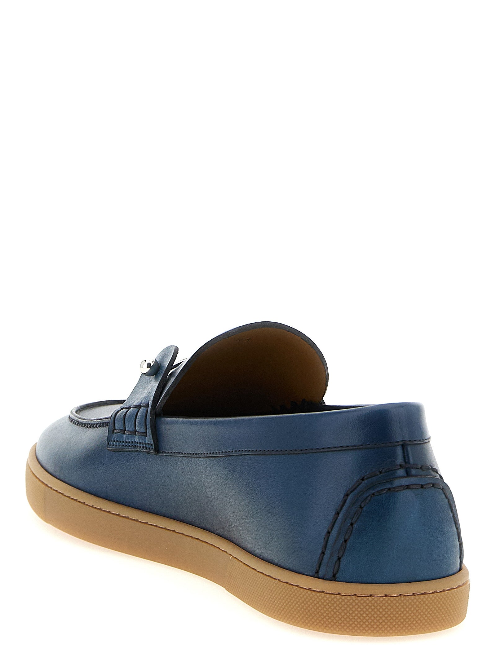 Christian Louboutin Blue Calfskin Slip-On Loafers - Luxe Couture