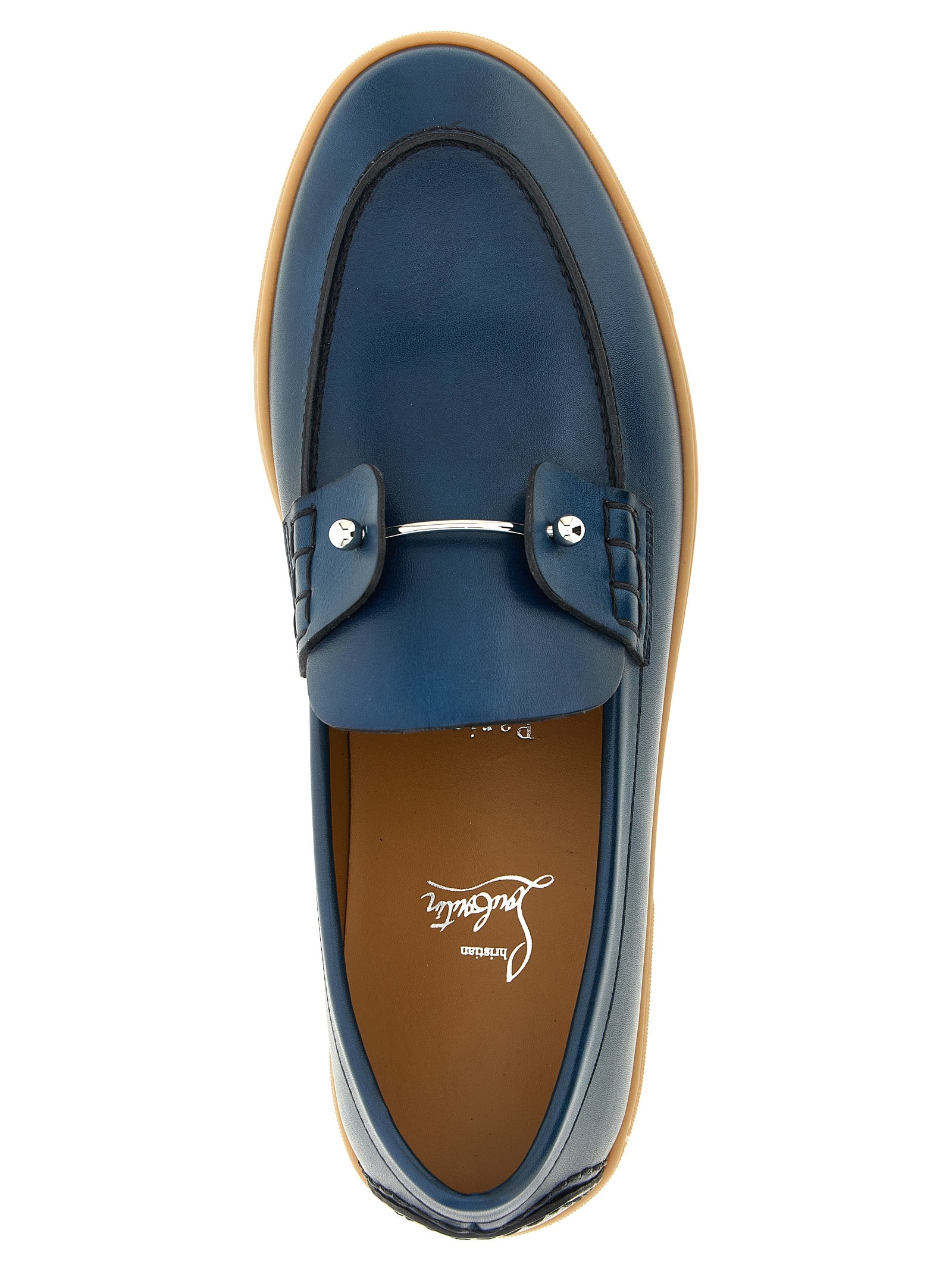 Christian Louboutin Blue Calfskin Slip-On Loafers - Luxe Couture