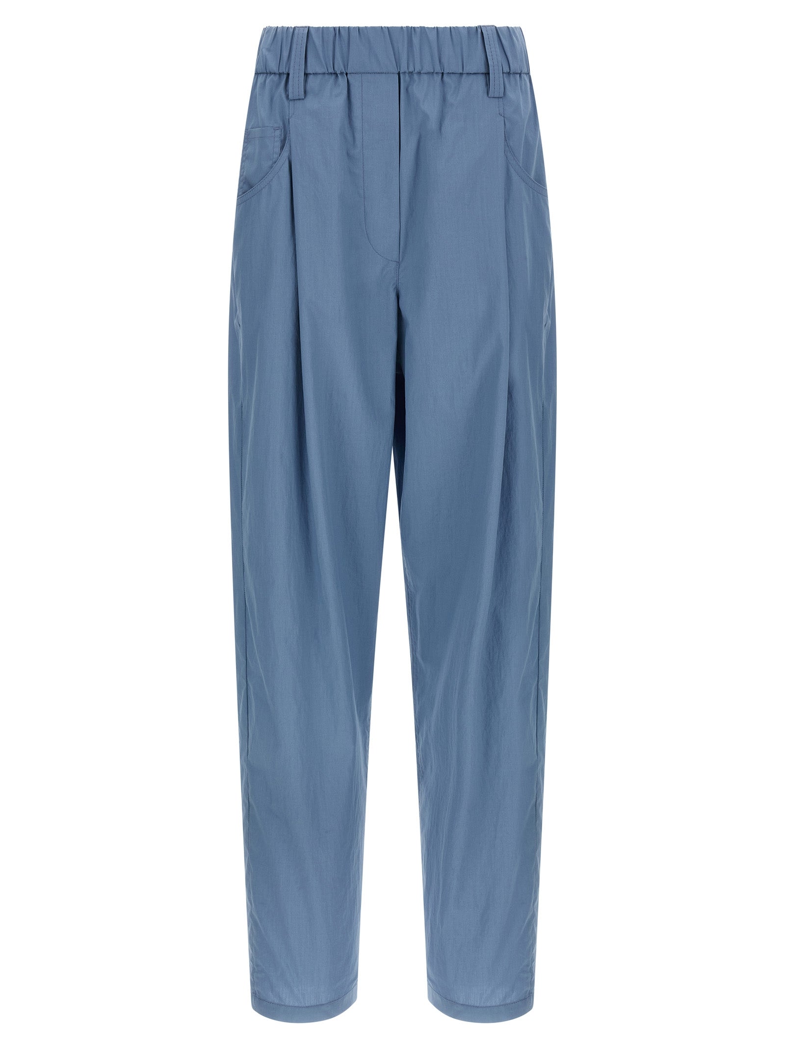 Brunello Cucinelli Blue Cotton Casual Pants, Designer Luxury Couture