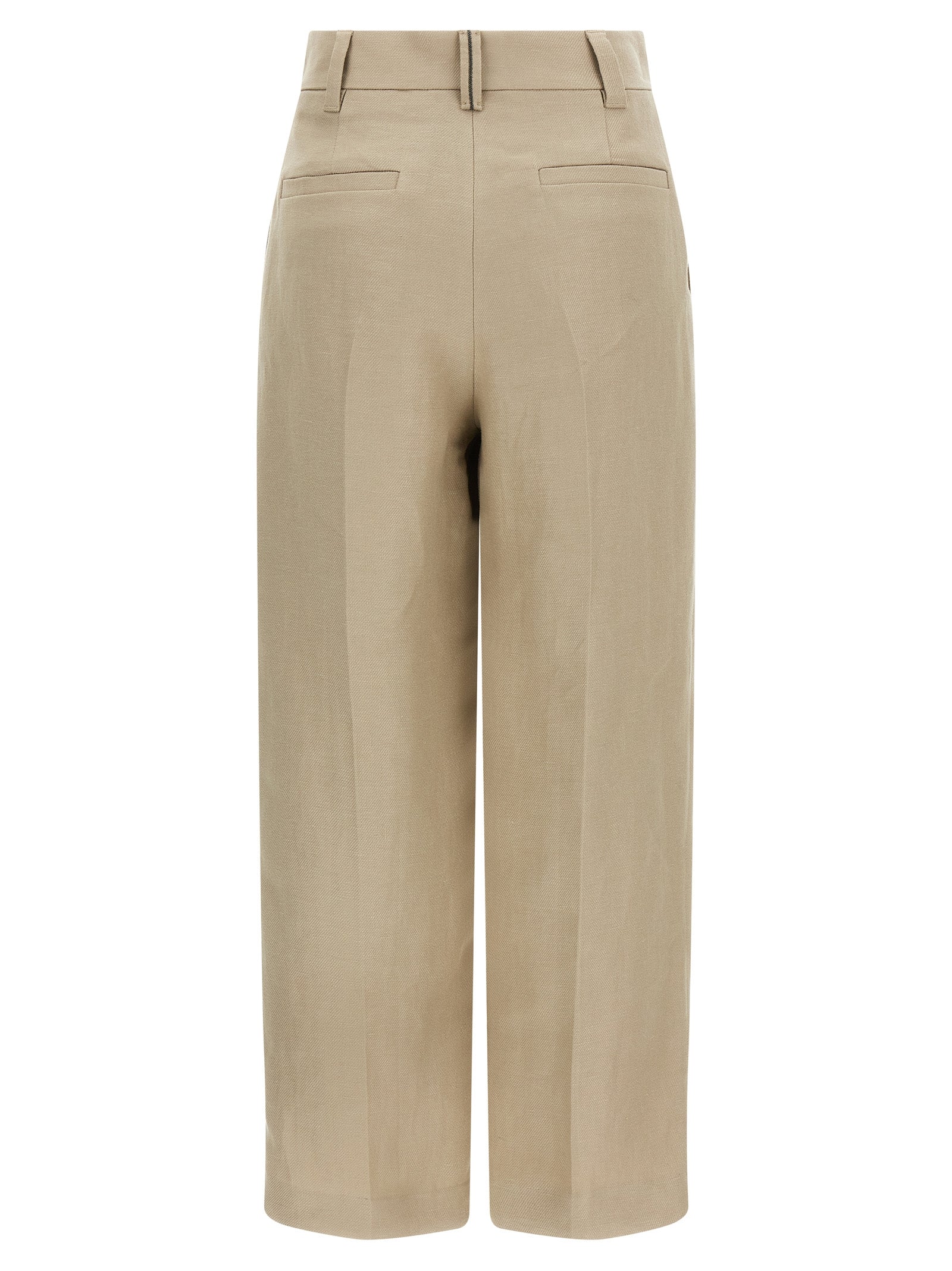 Brunello Cucinelli Beige Linen Casual Pants - Luxurious Couture