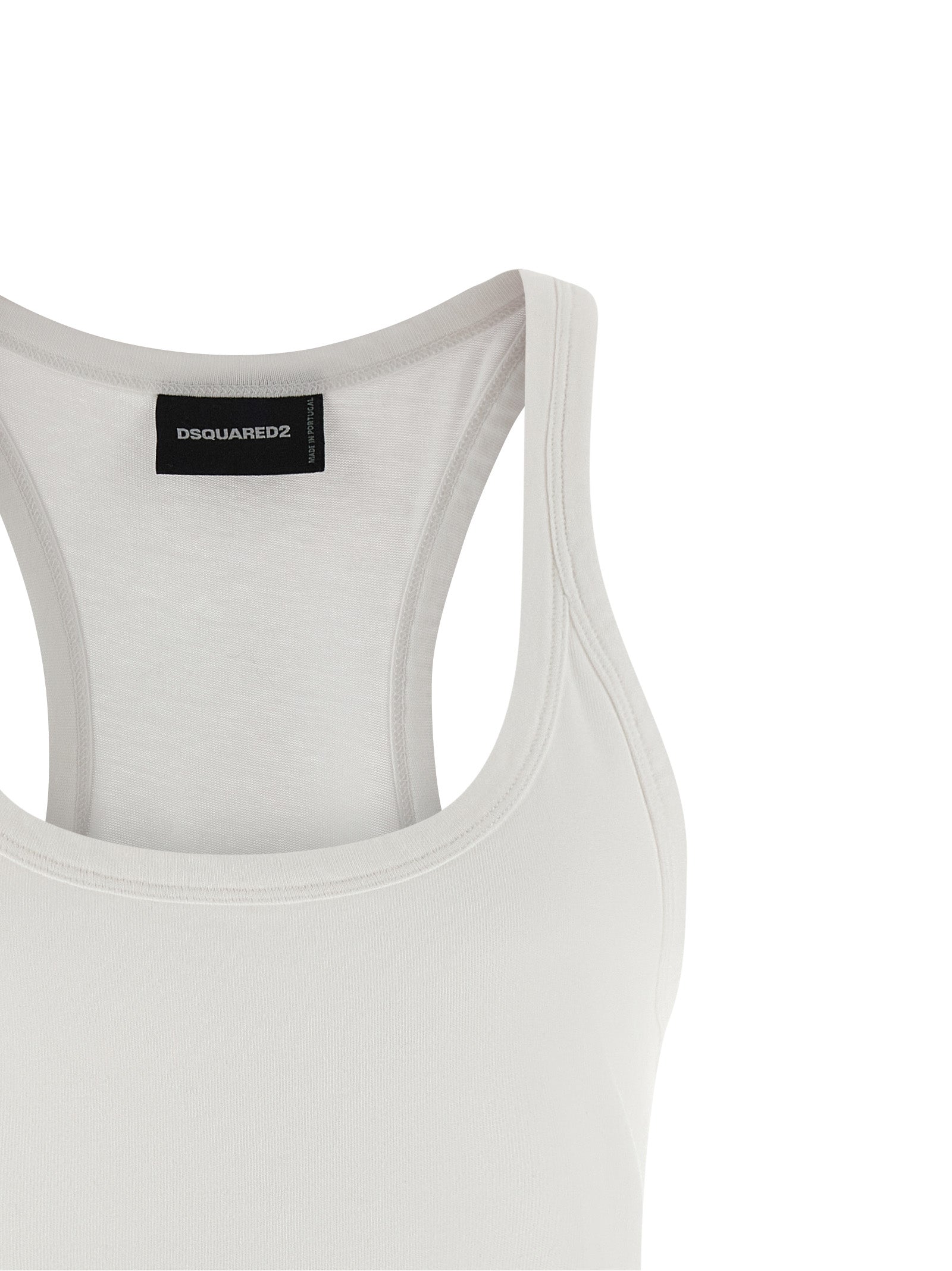 Dsquared² White Cotton Short Dress – Designer Luxury Couture