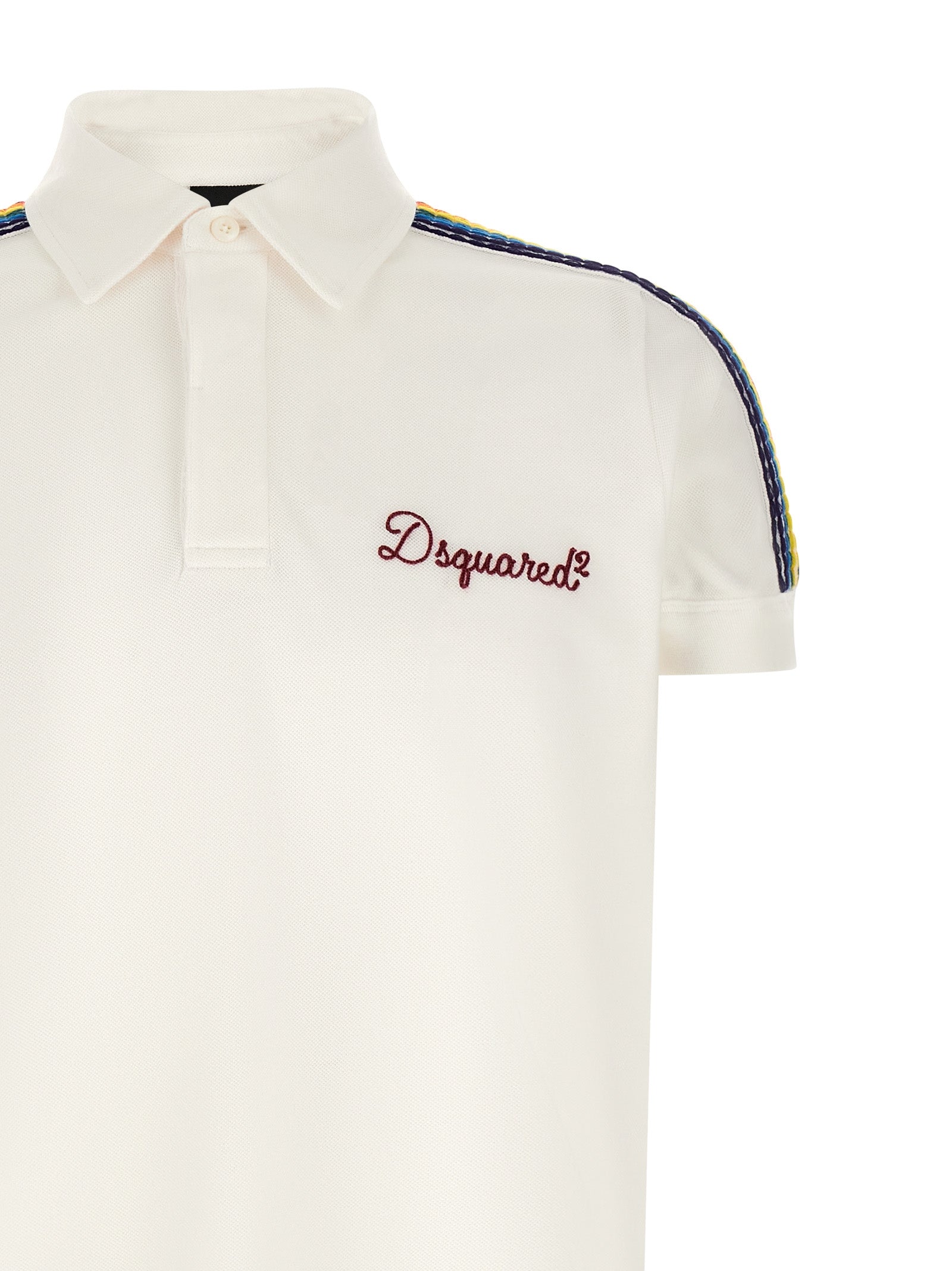 Dsquared² White Cotton Polo Shirt | Designer Luxury Couture