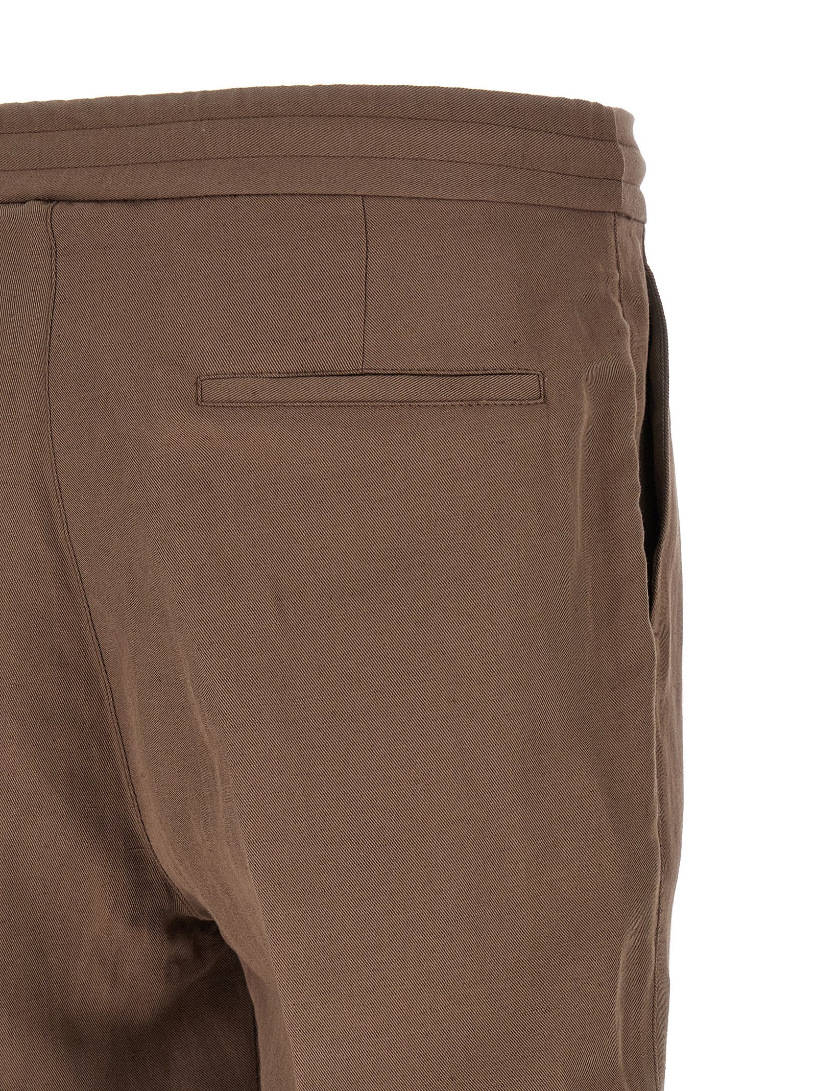Brunello Cucinelli Brown Linen Casual Pants - Artisanal Luxury