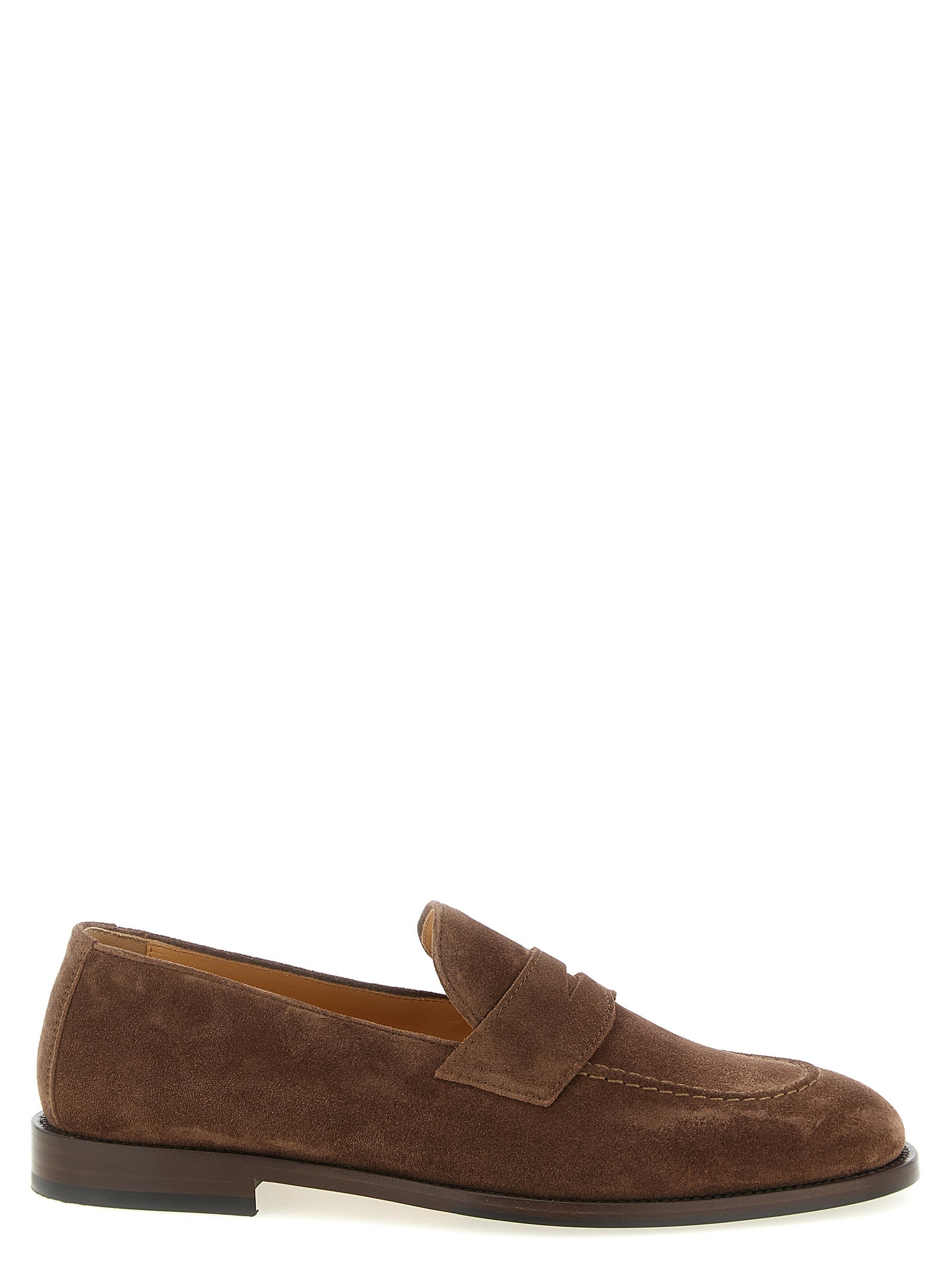 Brunello Cucinelli Brown Calfskin Slip-On Loafers, Artisanal Luxury