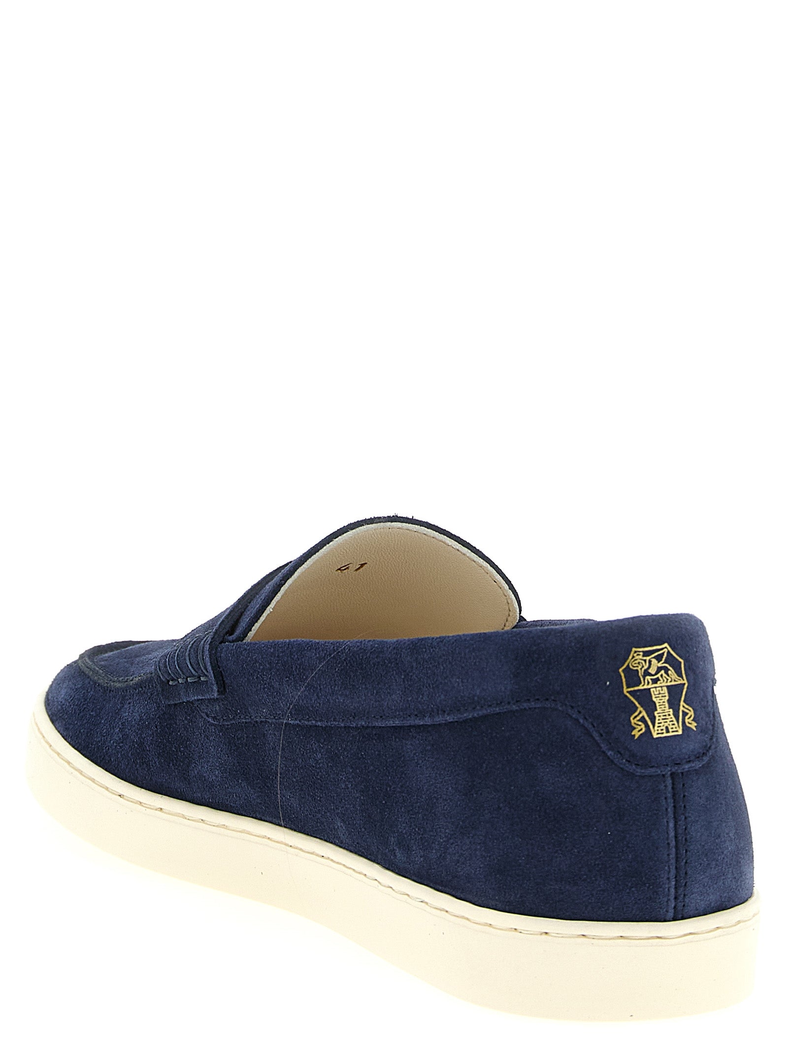 Brunello Cucinelli Blue Calfskin Slip-On Loafers | Artisanal Elegance