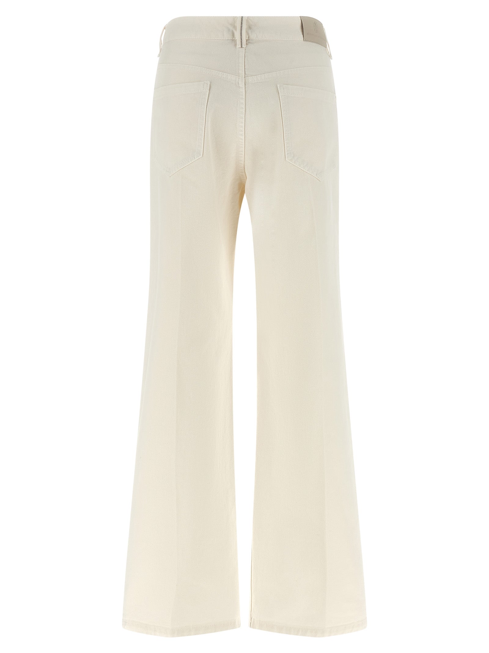 Brunello Cucinelli White Cotton Relaxed Fit Designer Jeans