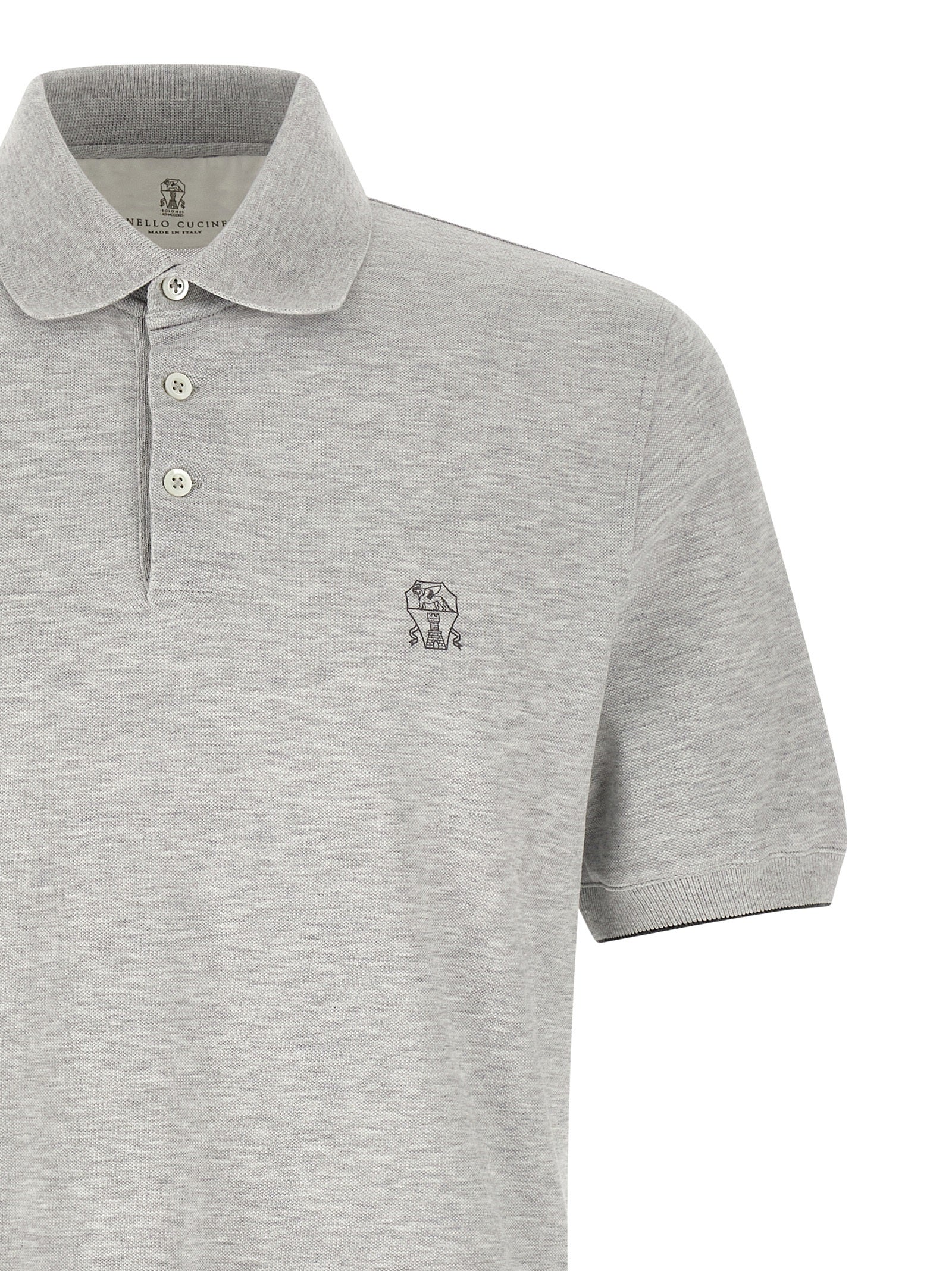 Brunello Cucinelli Gray Cotton Polo Shirt - Artisanal Luxury