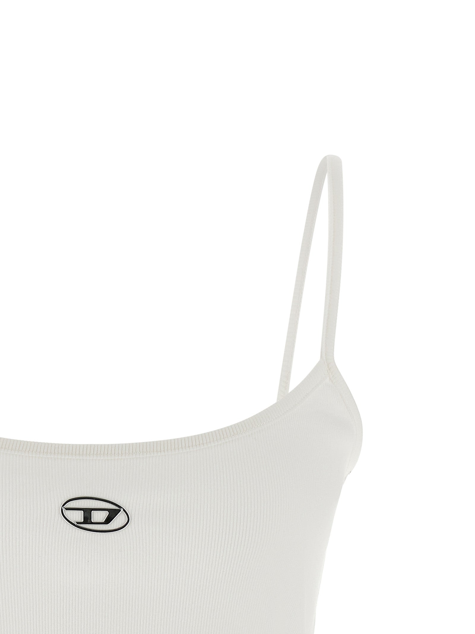Diesel White Cotton Tank Top - Designer Cropped Couture