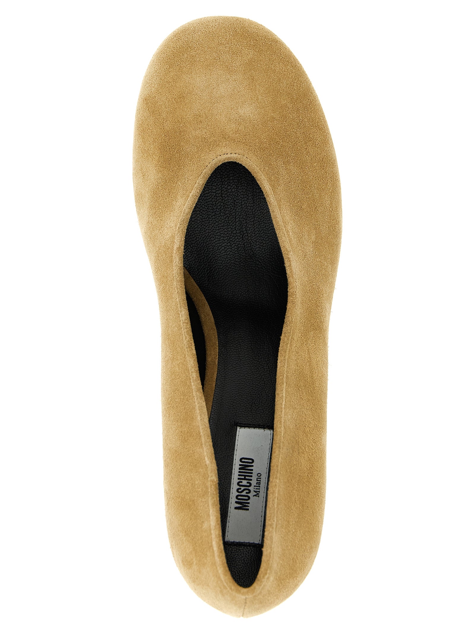 Step into elegance with Moschino Beige Calfskin Mid Heel Pumps, where exquisite craftsmanship meets luxurious design, elevating your style for any occasion.