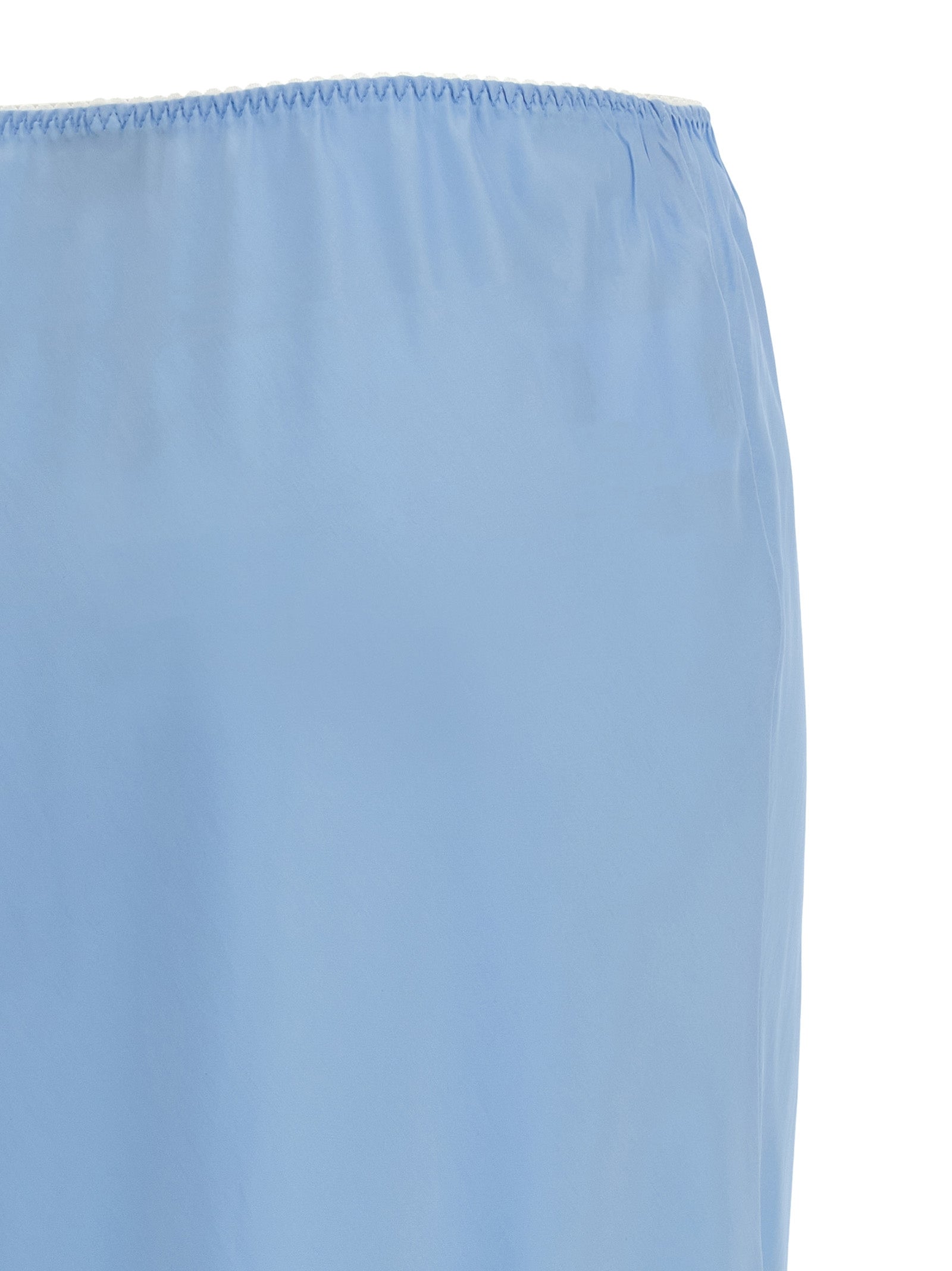 Elevate your elegance with the Moschino Blue Acetate Midi Skirt, a luxurious blend of silk and acetate, designed for timeless sophistication and effortless allure.