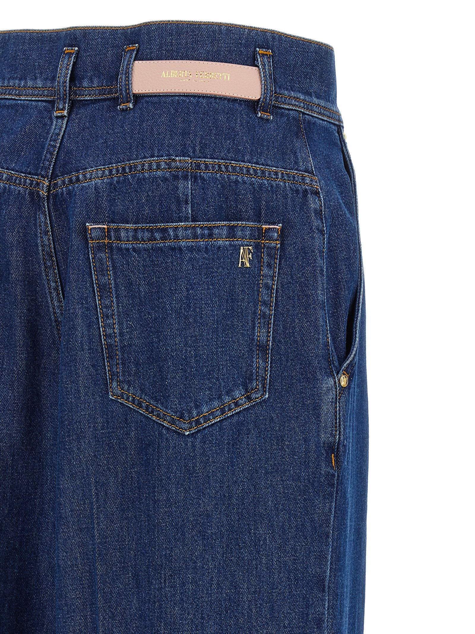 Alberta Ferretti Blue High-Waisted Jeans – Designer Couture Elegance