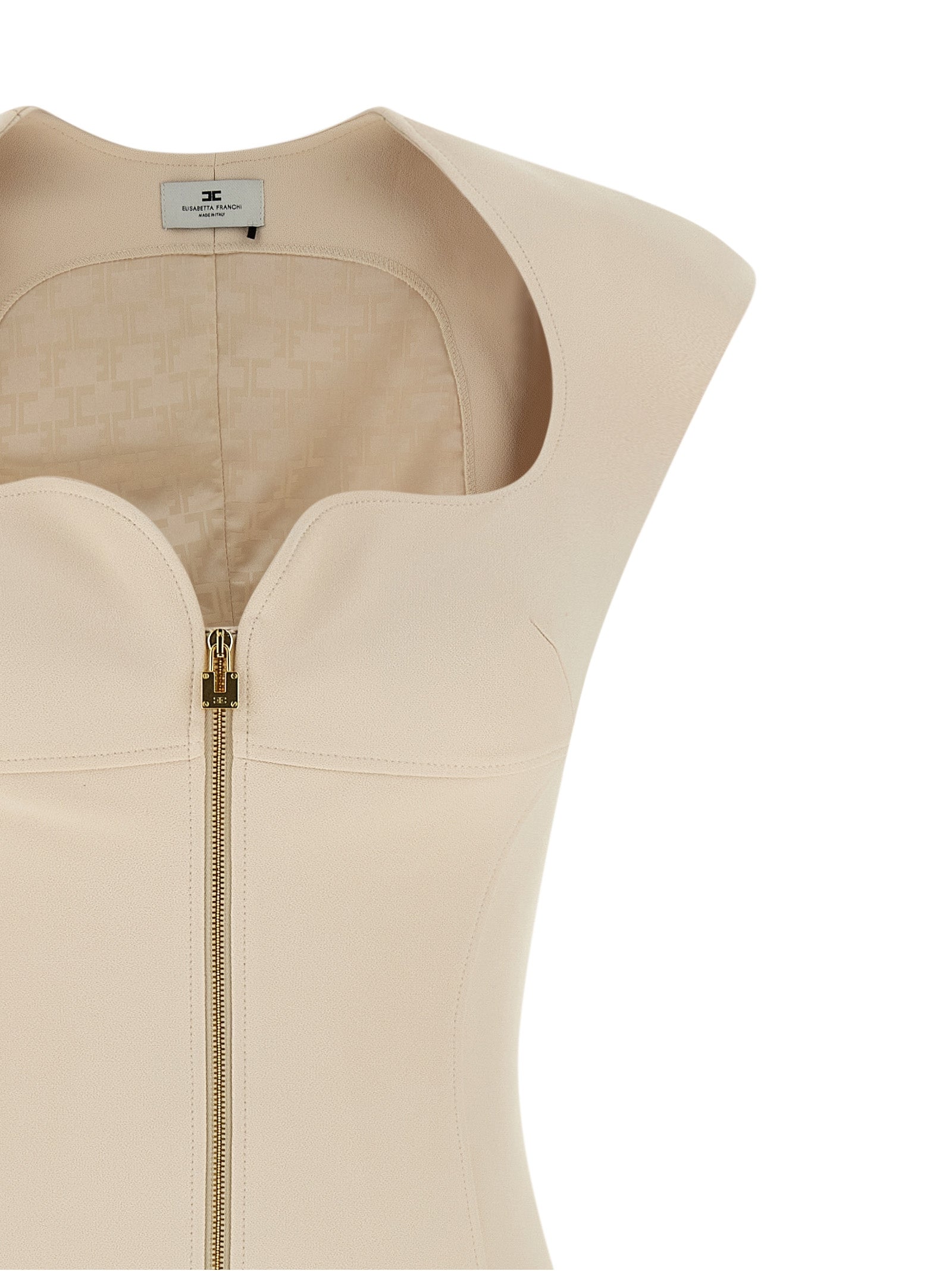 Elisabetta Franchi Beige Polyester Midi Dress