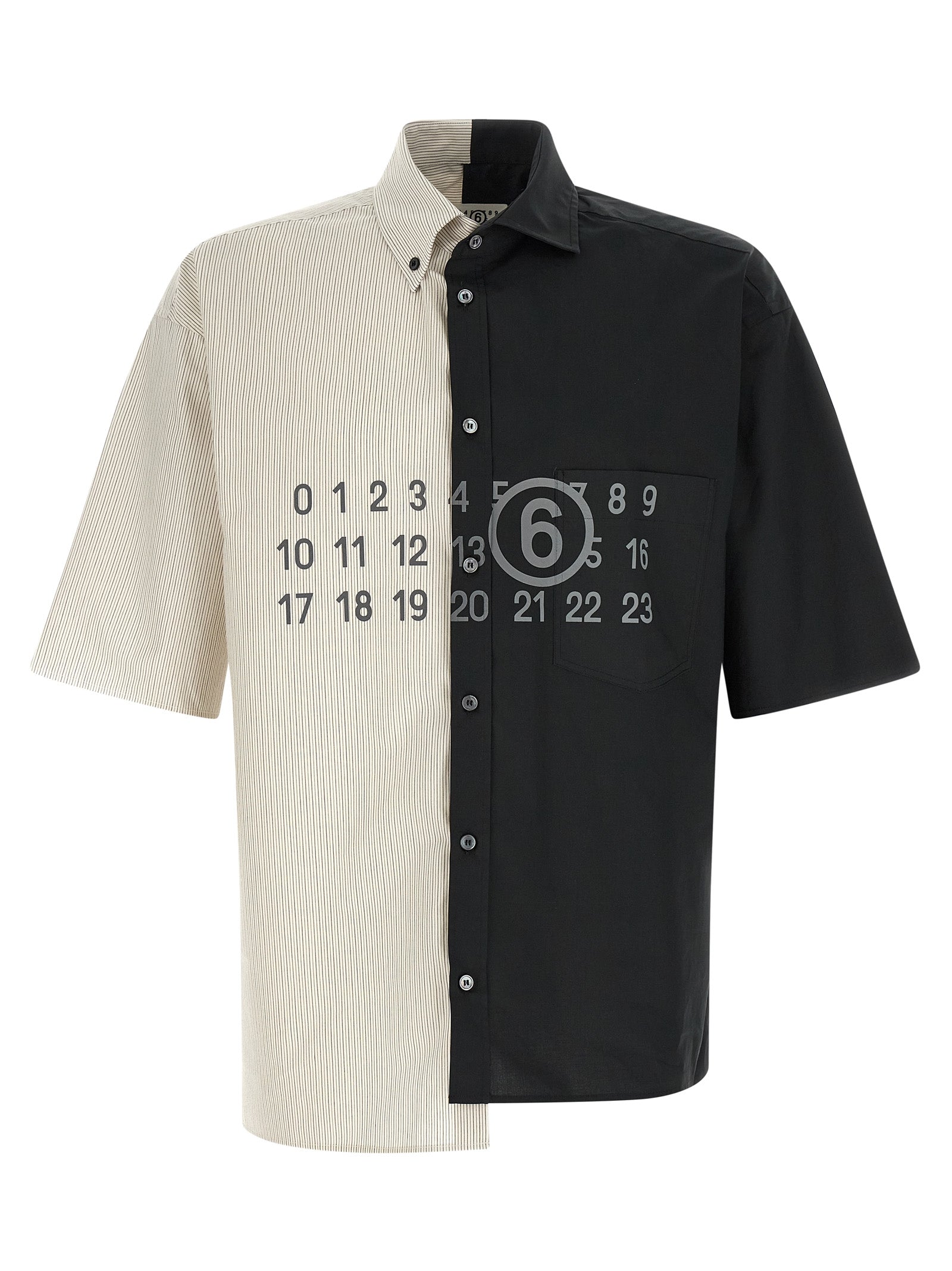 Elevate your wardrobe with the MM6 Maison Margiela Black Cotton Blouse, a masterpiece of artisanal elegance, featuring exquisite patchwork design and luxurious craftsmanship.