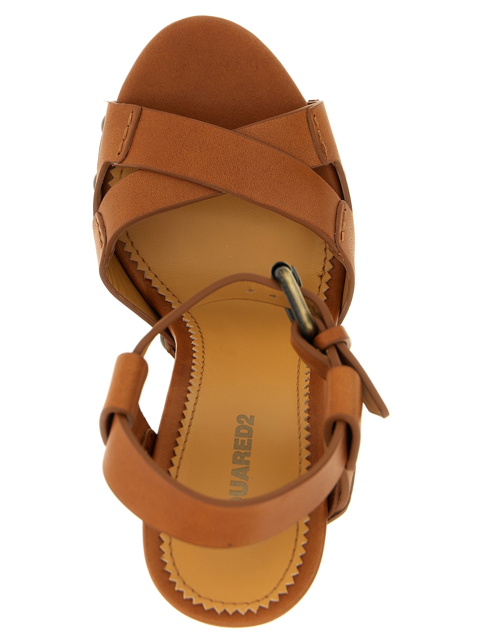 Dsquared² Brown Calfskin Stiletto Heel Sandals - Designer Couture