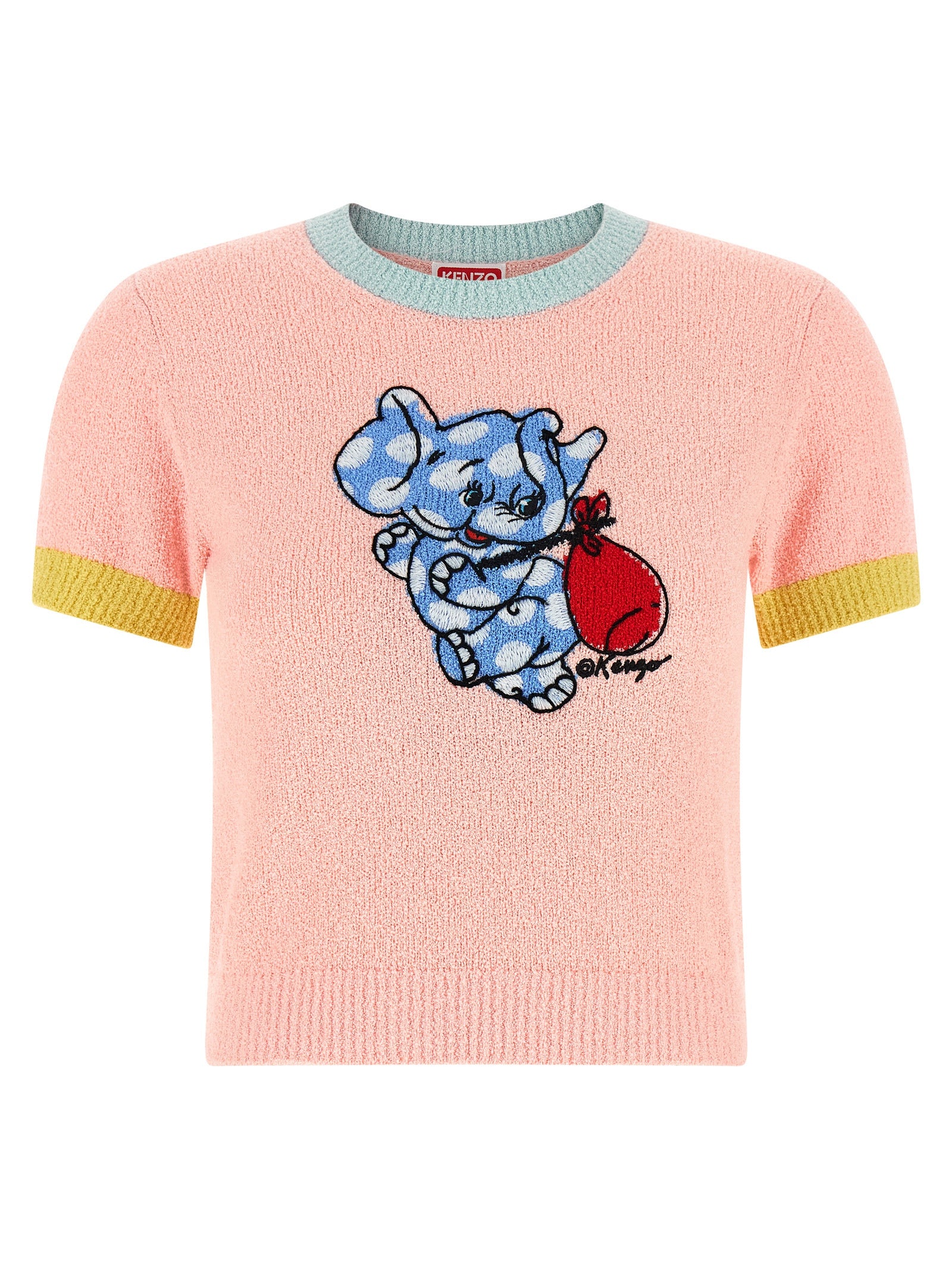 Elevate your style with the Kenzo Multicolor Cotton T-Shirt, a luxurious blend of cotton and nylon, featuring playful embroidery that embodies sophistication and individuality.