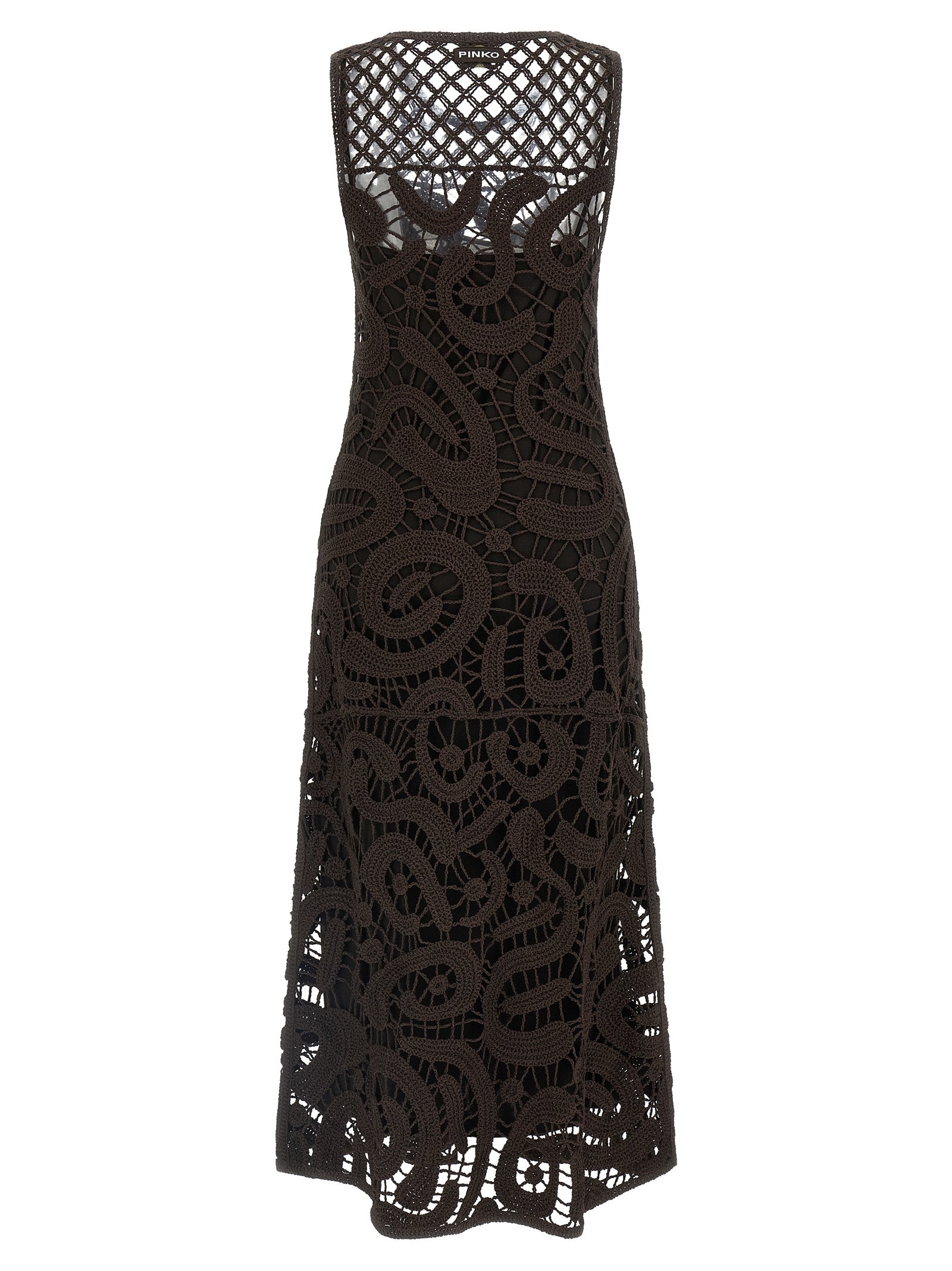 Discover the PINKO Bufera maxi dress, a luxurious blend of crochet viscose that embodies artisanal elegance, perfect for the discerning trendsetter.