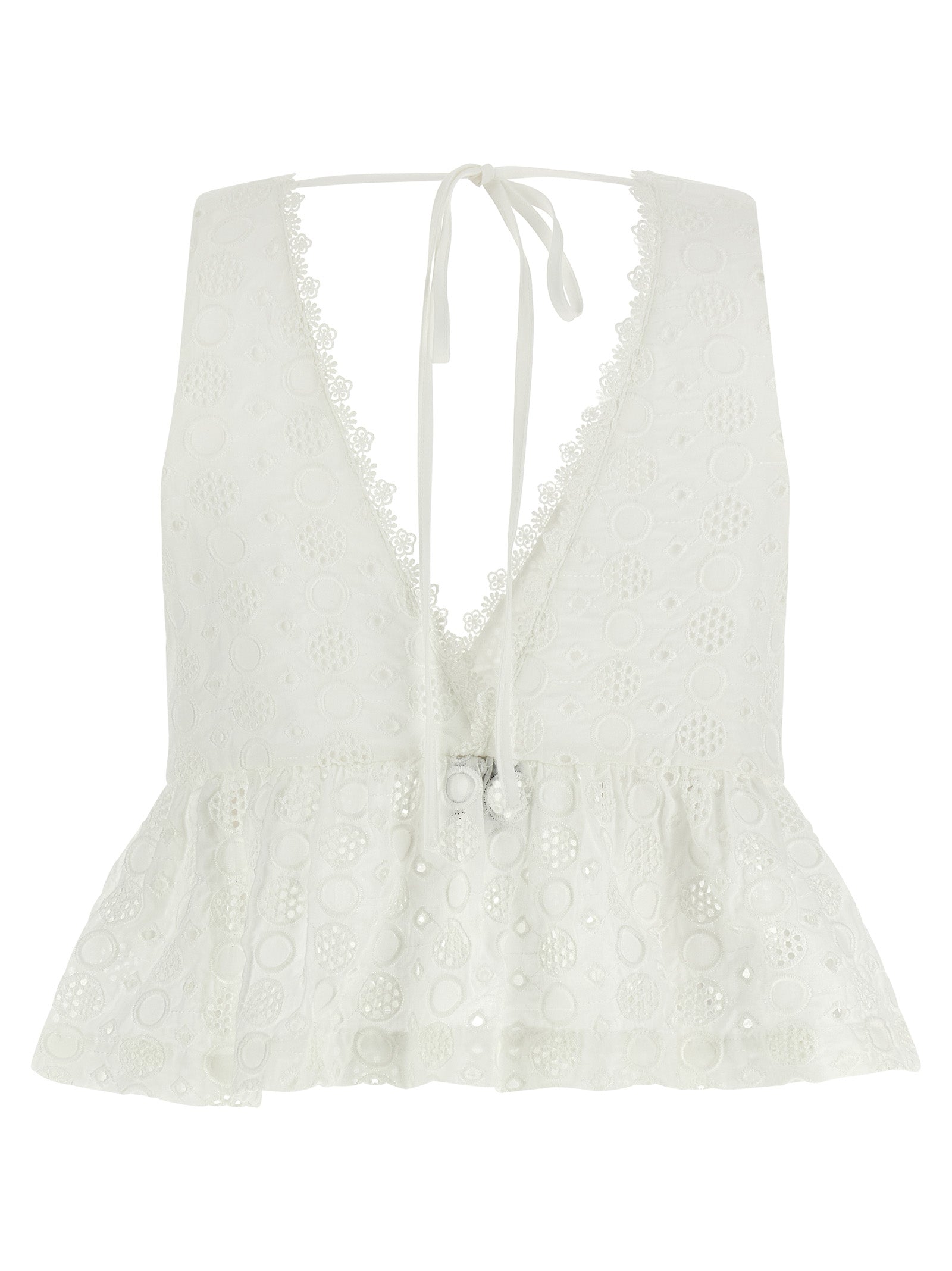 PINKO White Cotton Cropped Top, Luxurious Couture Elegance