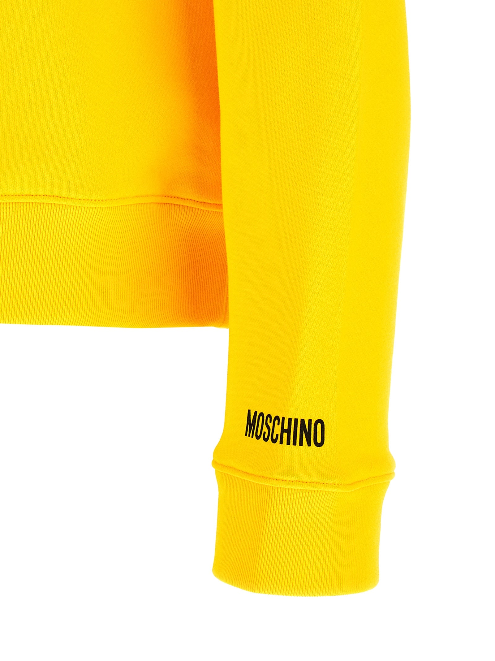 Elevate your wardrobe with the Moschino Bicolor Cotton Sweatshirt, a luxurious blend of playful sophistication and bold elegance, perfect for the discerning individual.