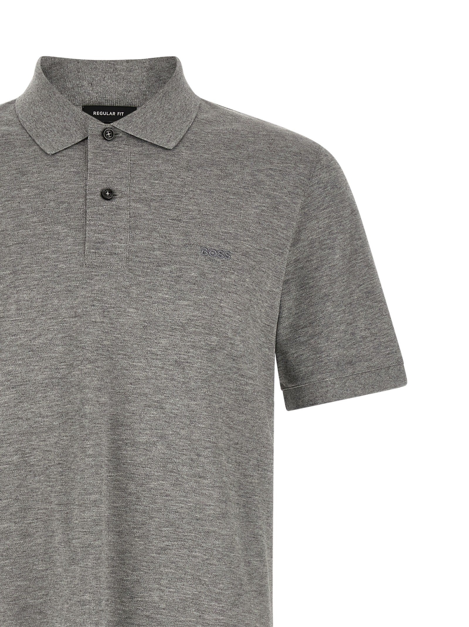 Hugo Boss Gray Cotton Polo Shirt | Designer Luxury Elegance