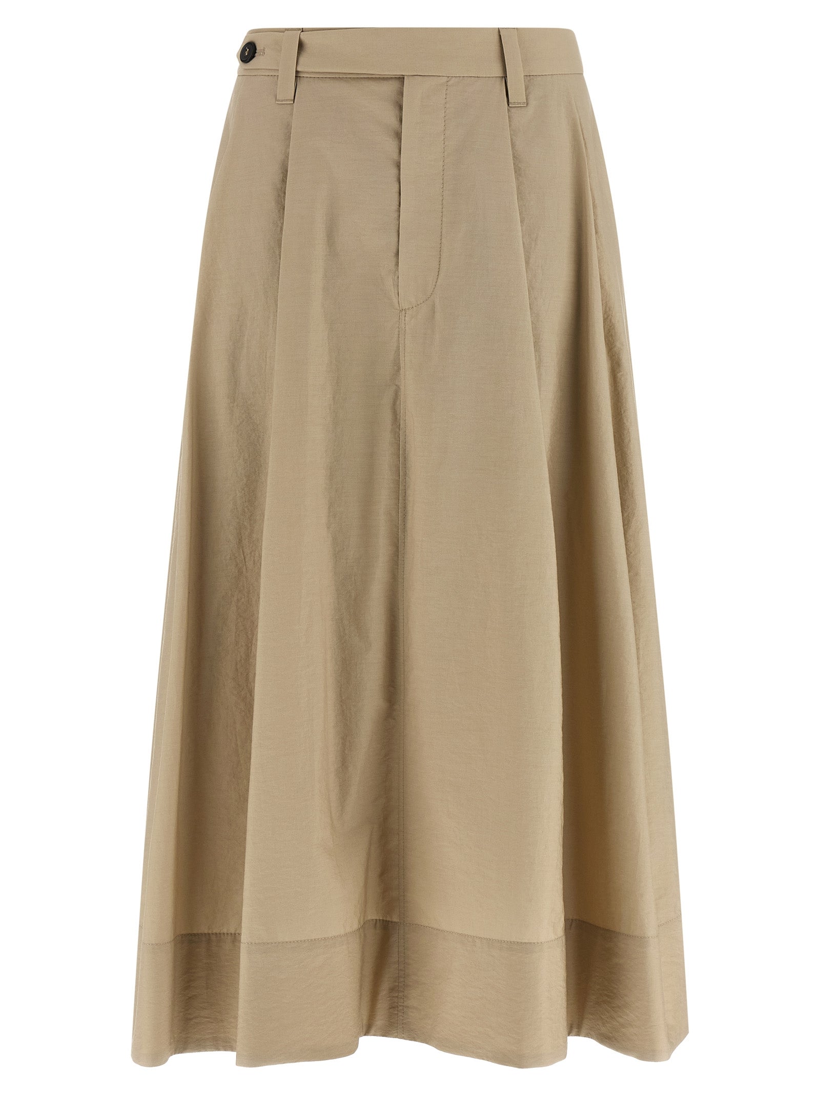 Brunello Cucinelli Beige Cotton Midi Skirt Couture Elegance