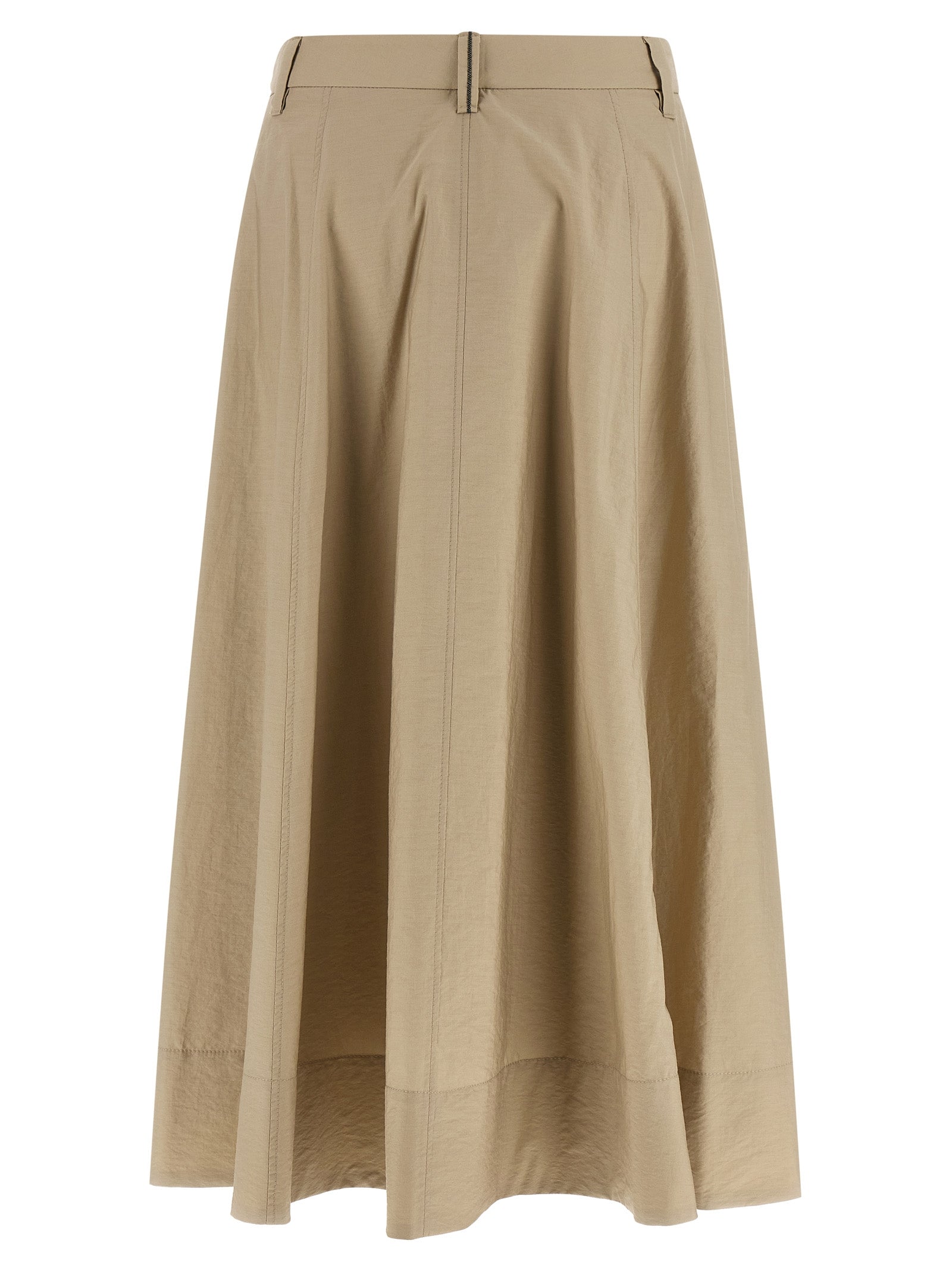 Brunello Cucinelli Beige Cotton Midi Skirt Couture Elegance