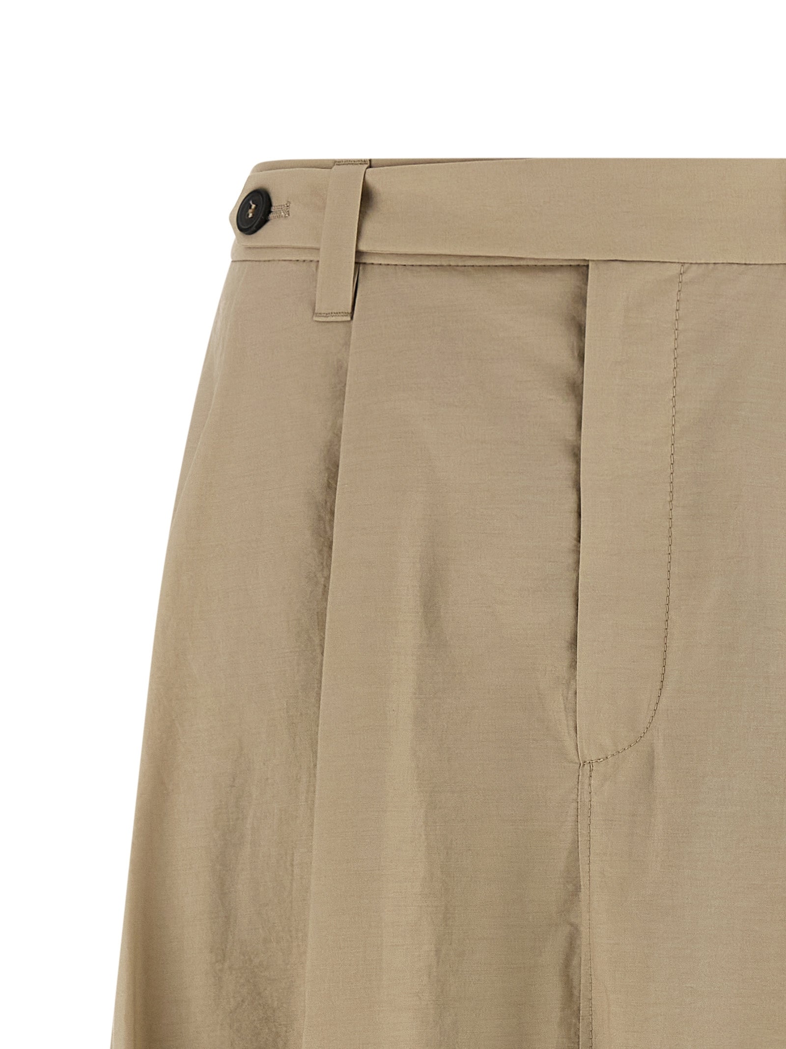 Brunello Cucinelli Beige Cotton Midi Skirt Couture Elegance