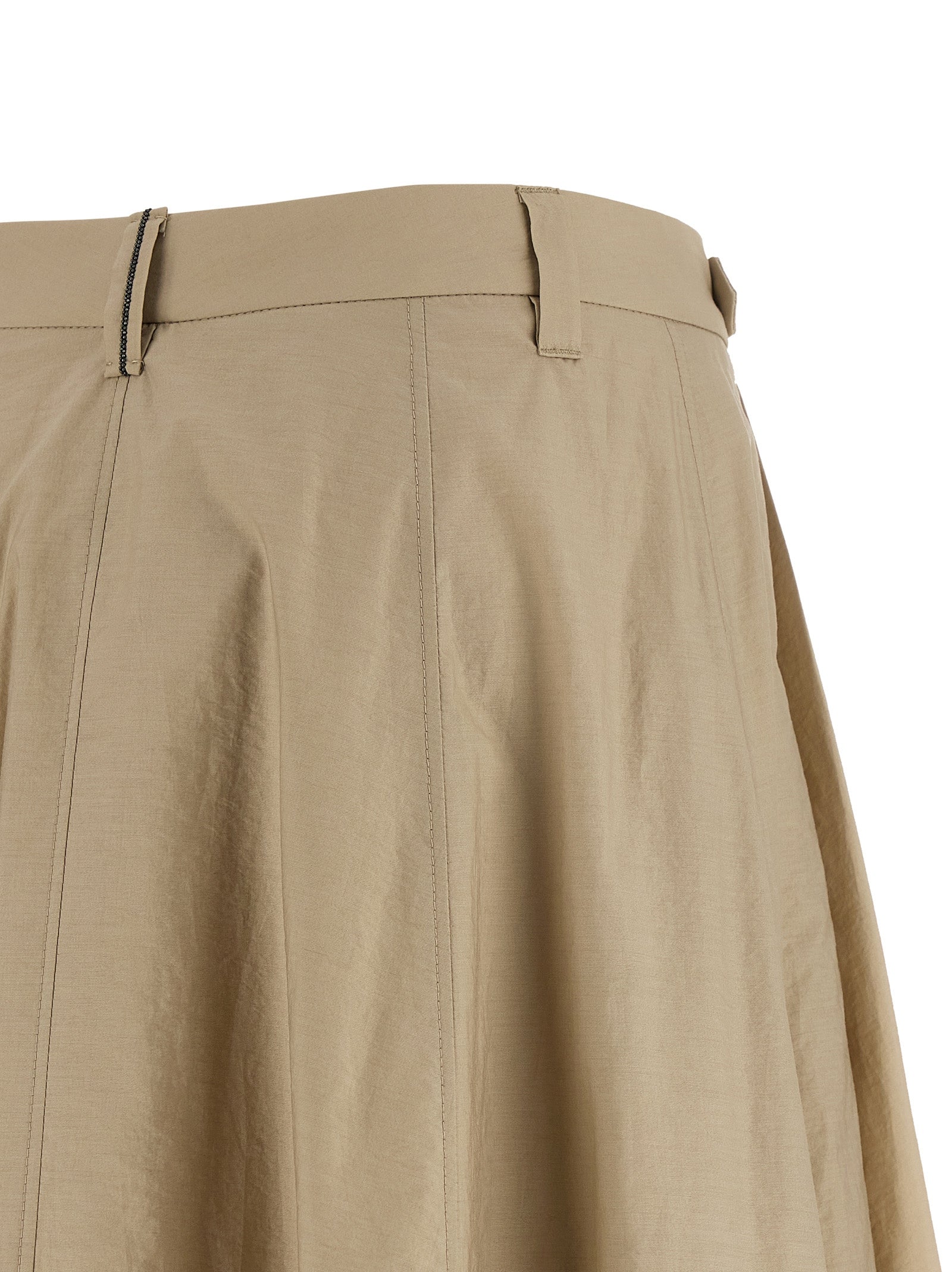 Brunello Cucinelli Beige Cotton Midi Skirt - Artisanal Couture