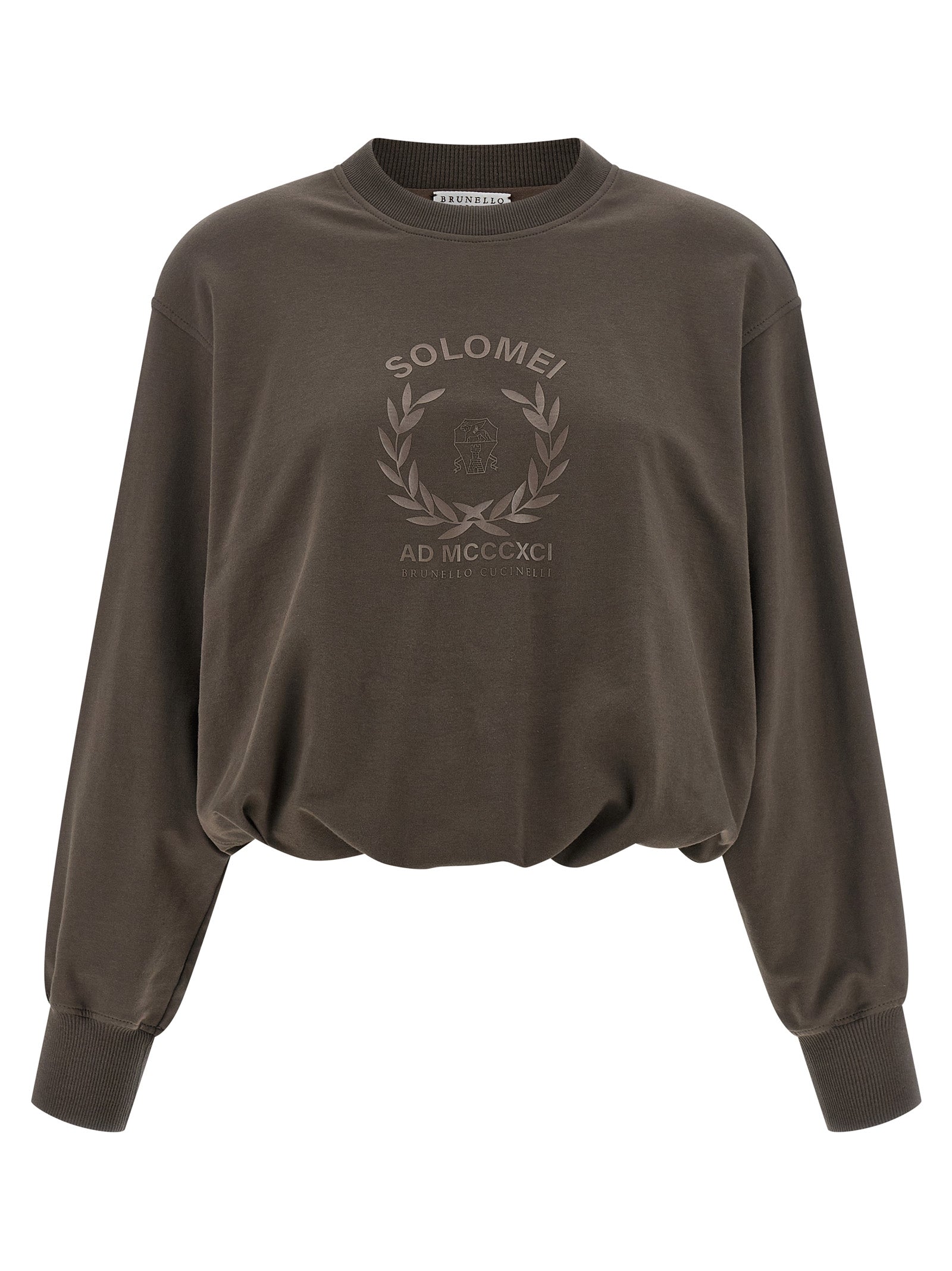 Brunello Cucinelli Brown Cotton Sweatshirt - Artisanal Luxury