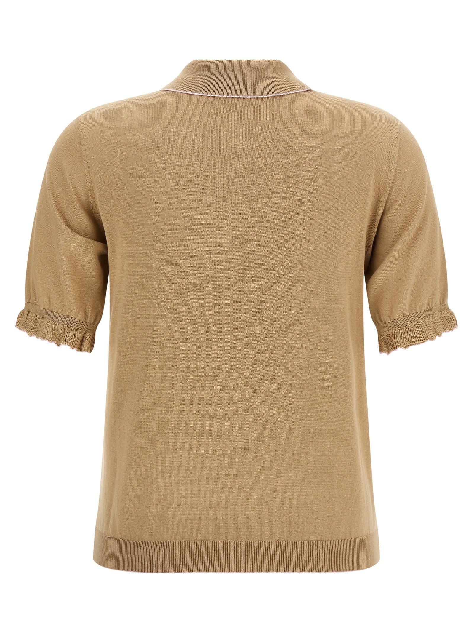 Experience the allure of the Fabiana Filippi Beige Silk Polo Shirt, a luxurious blend of silk and cotton, embodying timeless elegance and exquisite craftsmanship.