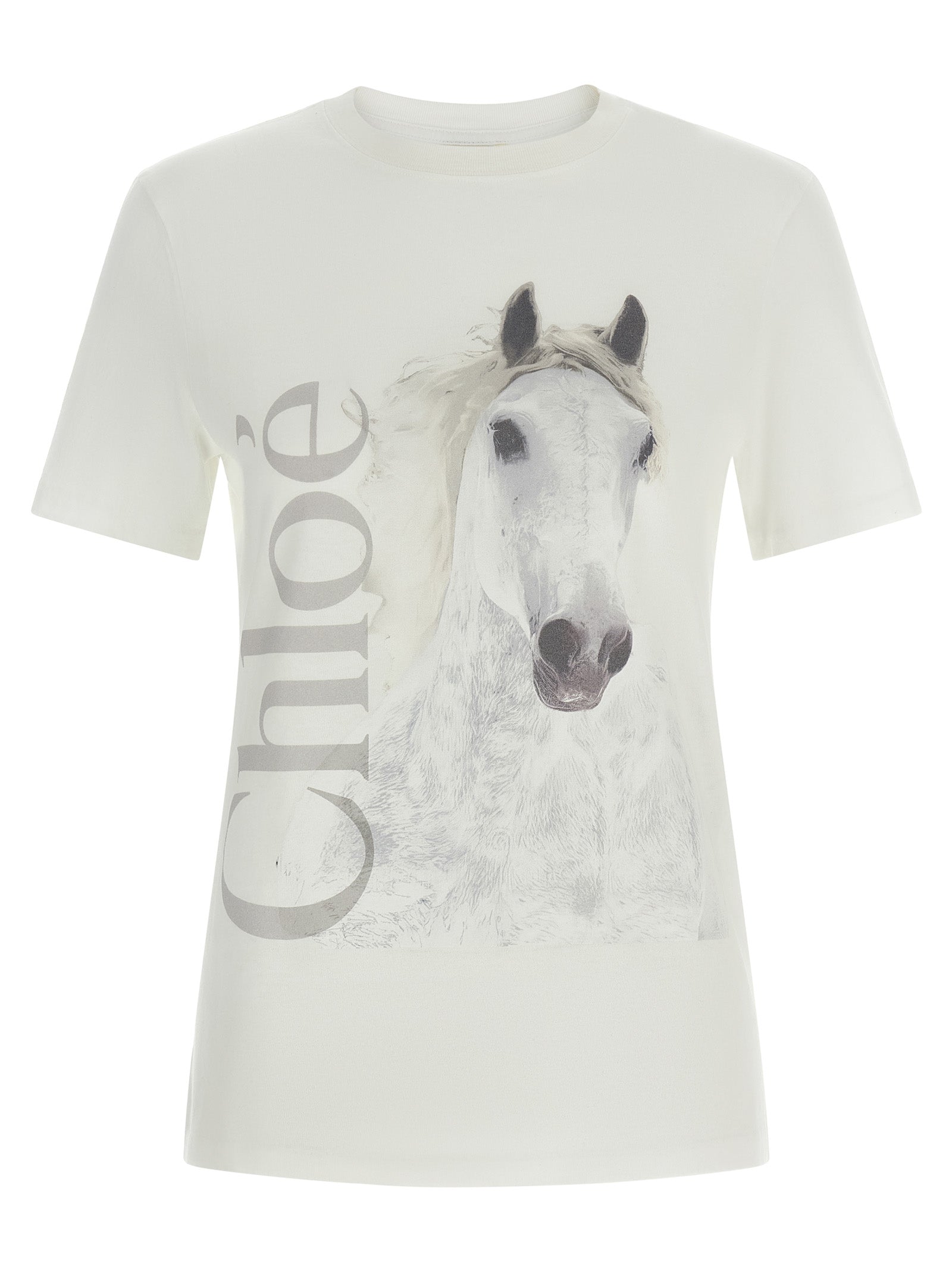 Chloé White Cotton T-Shirt - Designer Artisanal Elegance
