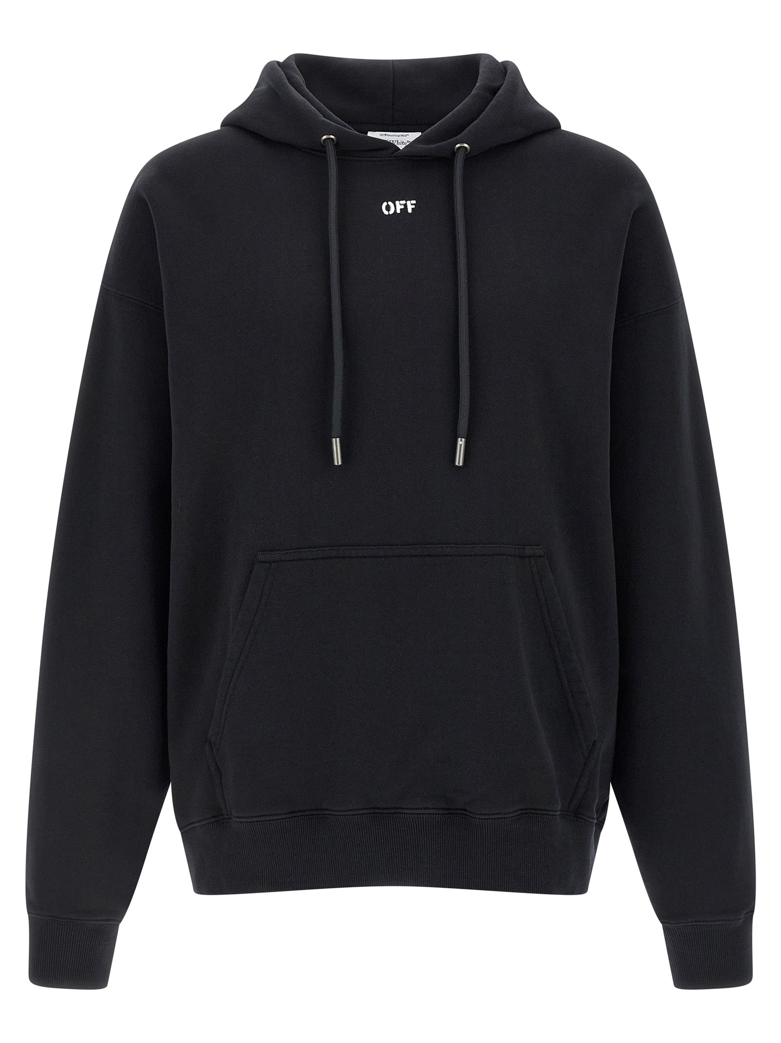 Elevate your style with the Off-White Black Cotton Sweatshirt, a luxurious blend of comfort and avant-garde design, crafted from 100% brushed cotton in Portugal.