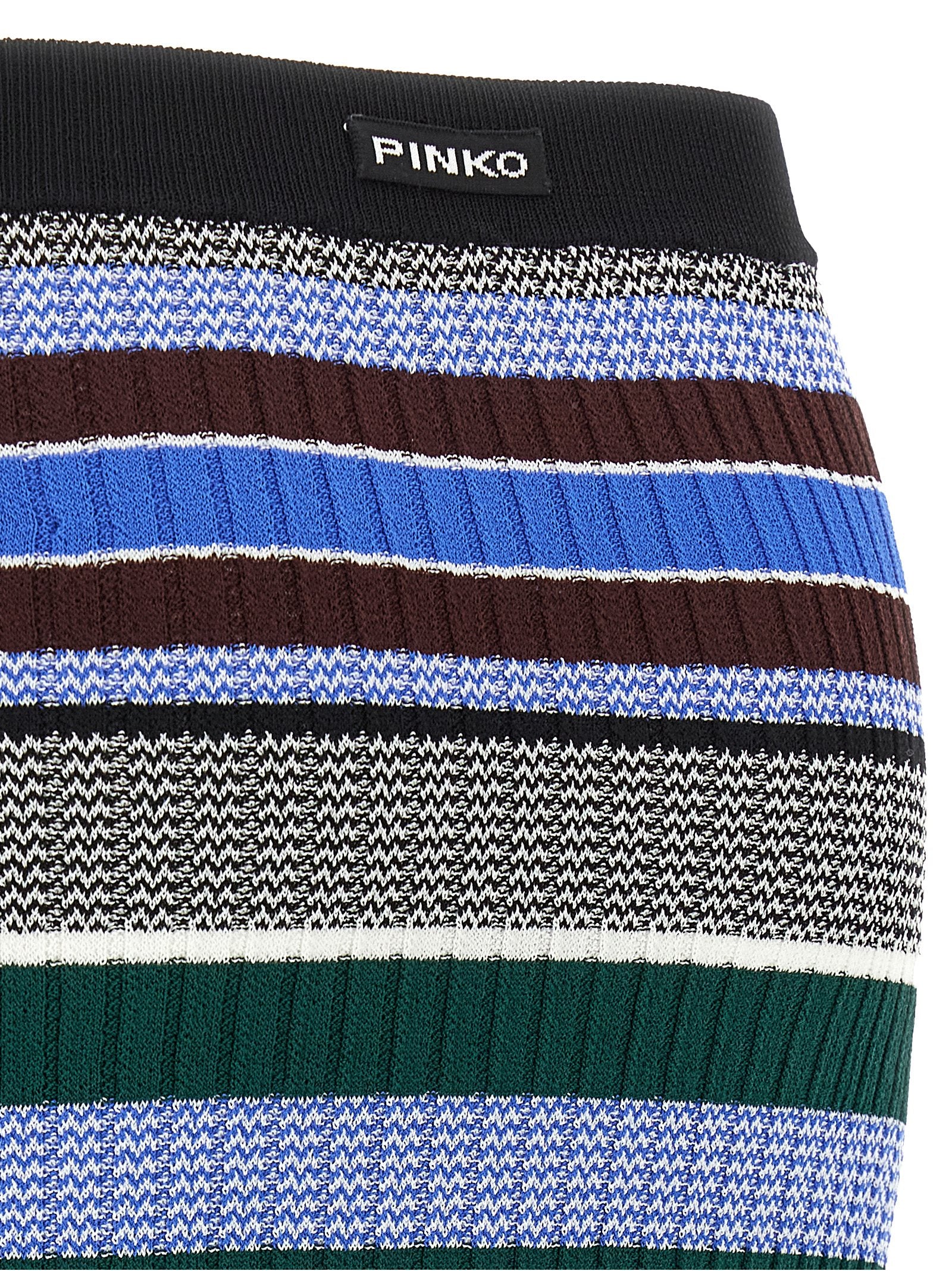 Elevate your elegance with the PINKO Multicolor Viscose Midi Skirt from the Terra collection, crafted in luxurious ribbed knit for timeless sophistication.