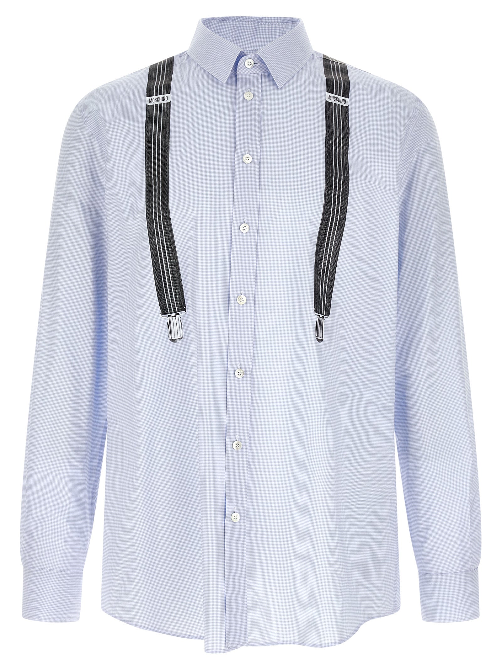 Discover the Moschino Blue Cotton Blouse, an artisanal masterpiece of 100% cotton, blending playful artistry with exquisite Italian craftsmanship for a statement of refined elegance.