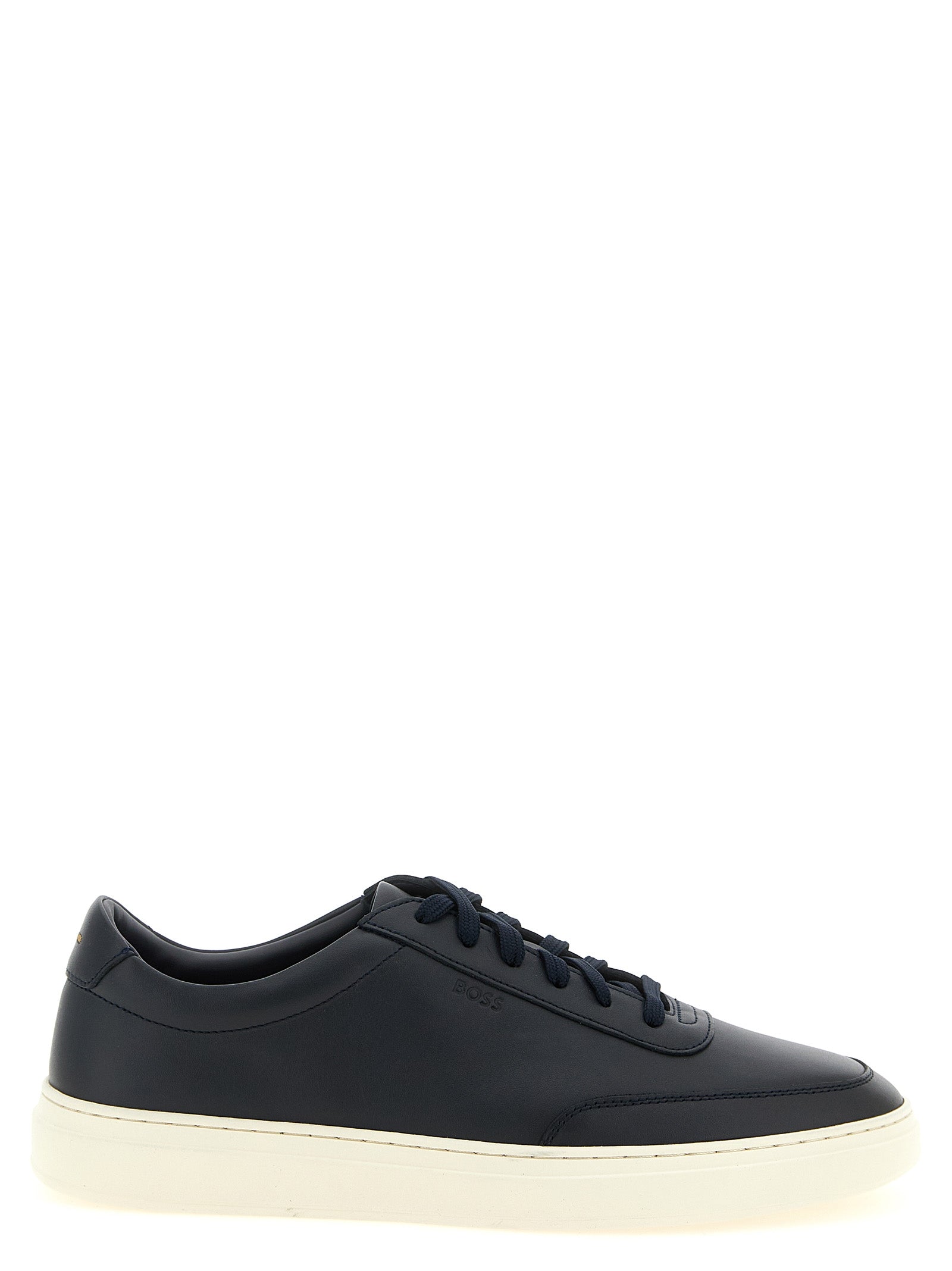 Hugo Boss Blue Cowhide Low Top Sneakers - Designer Luxury Footwear