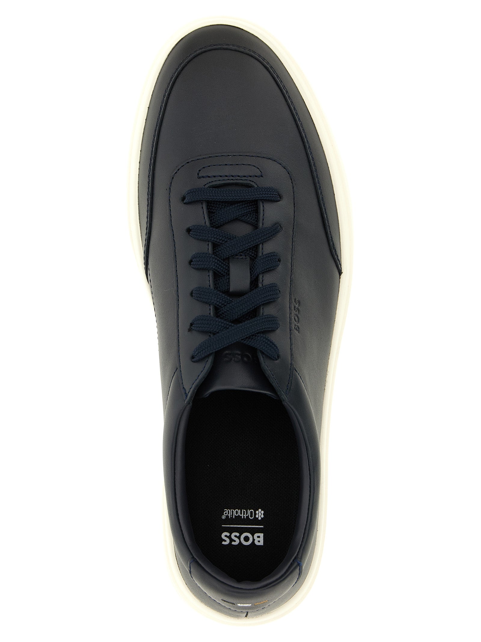 Hugo Boss Blue Cowhide Low Top Sneakers - Designer Luxury Footwear