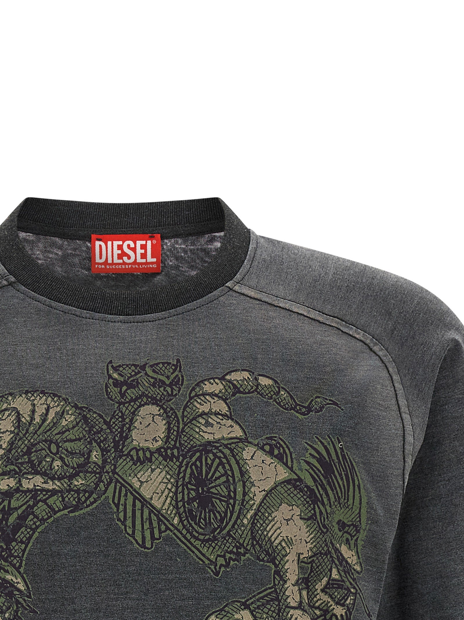 DIESEL Gray Cotton T-Shirt – Artisanal Luxury Streetwear