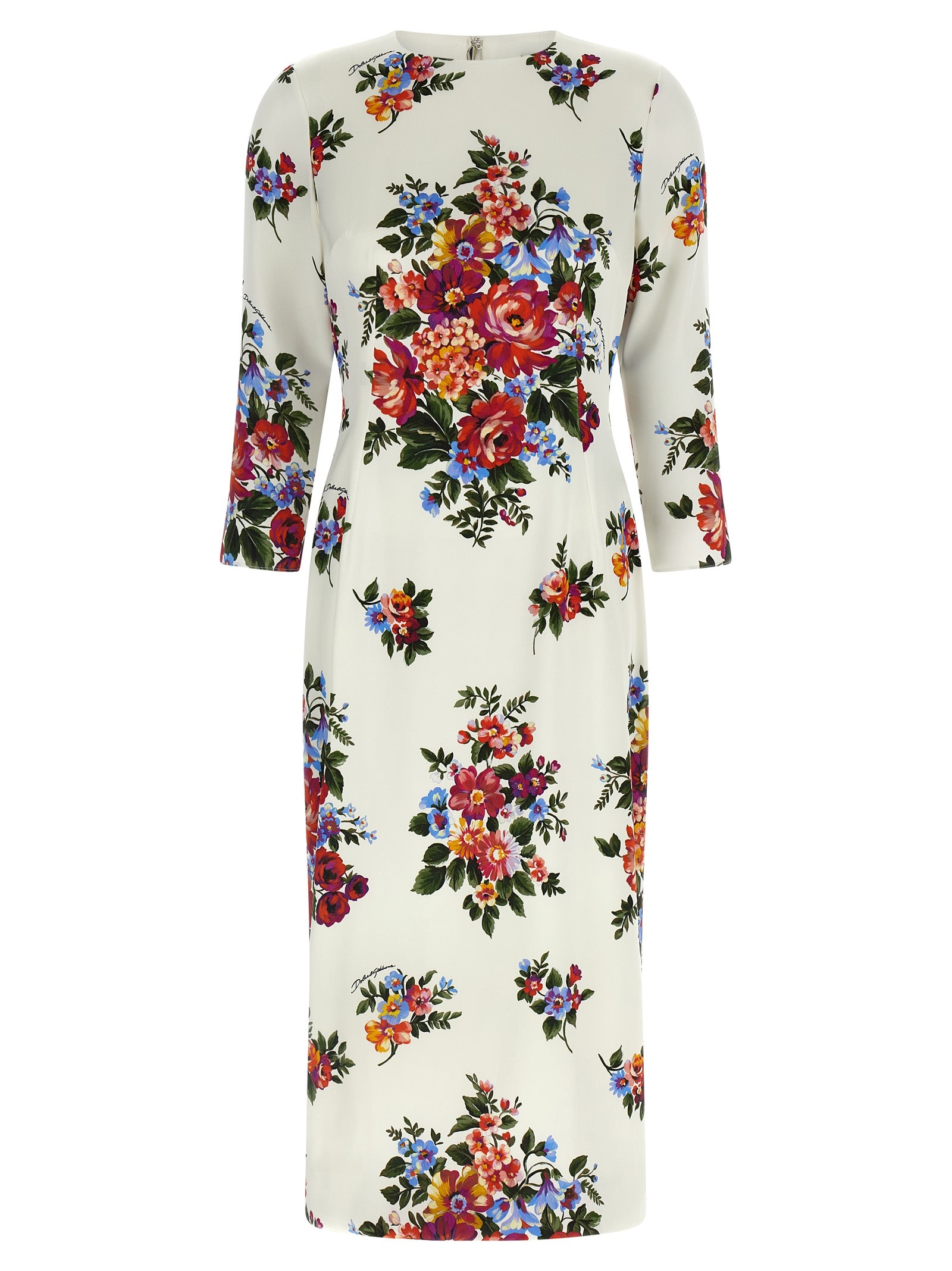 Discover the Dolce & Gabbana White Viscose Midi Dress from the Mazzo di Fiori collection, where artisanal elegance meets luxurious floral artistry, perfect for any sophisticated occasion.