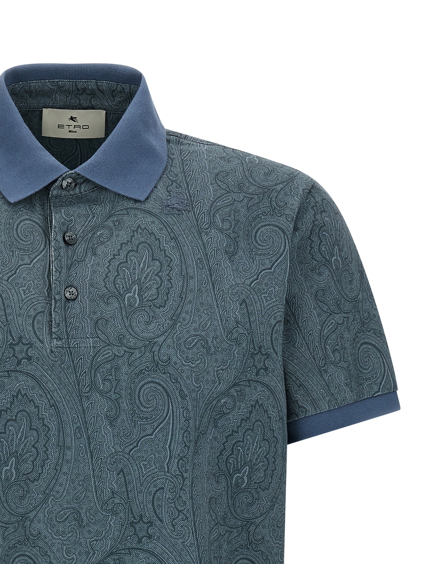 Etro Blue Cotton Polo Shirt