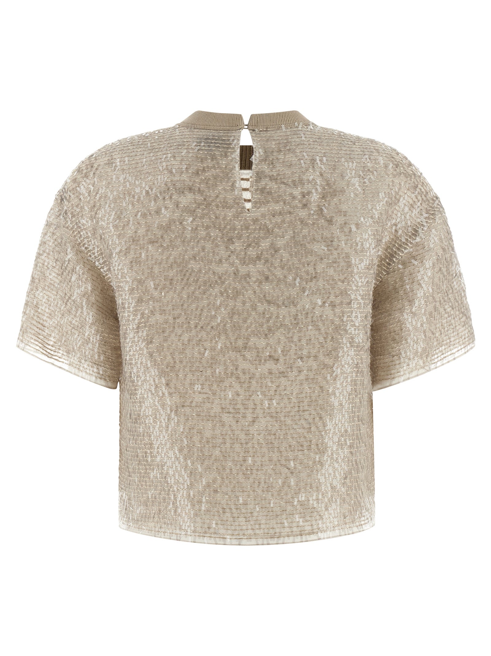 Brunello Cucinelli Beige Silk T-Shirt - Artisanal Luxury Wear