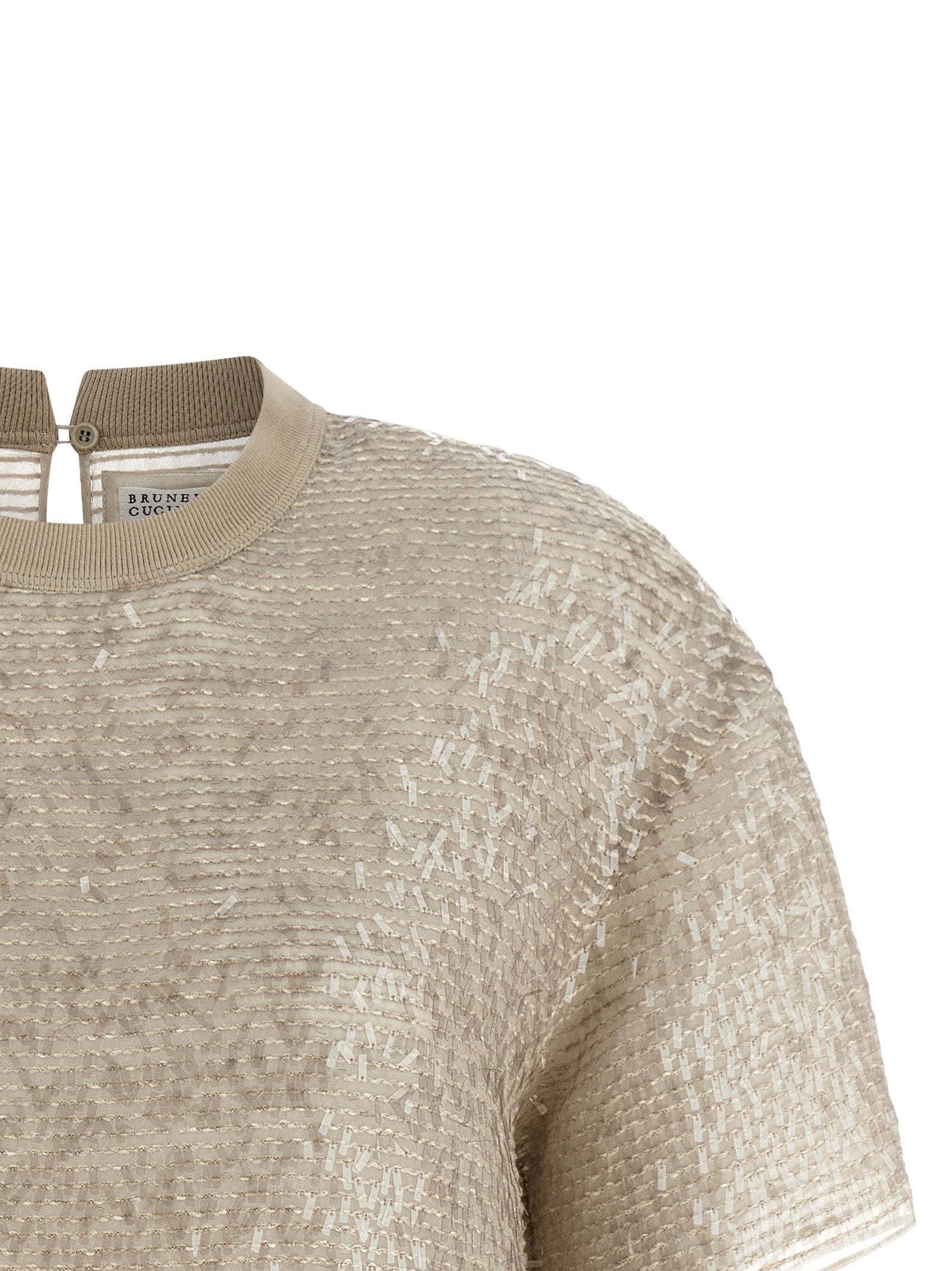 Brunello Cucinelli Beige Silk T-Shirt | Artisanal Luxury Wear