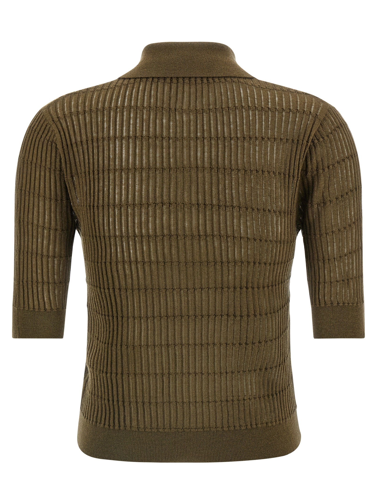 Elevate your wardrobe with the Max Mara Bicolor Silk Polo Shirt, a luxurious blend of silk and wool, embodying timeless elegance and exquisite craftsmanship.