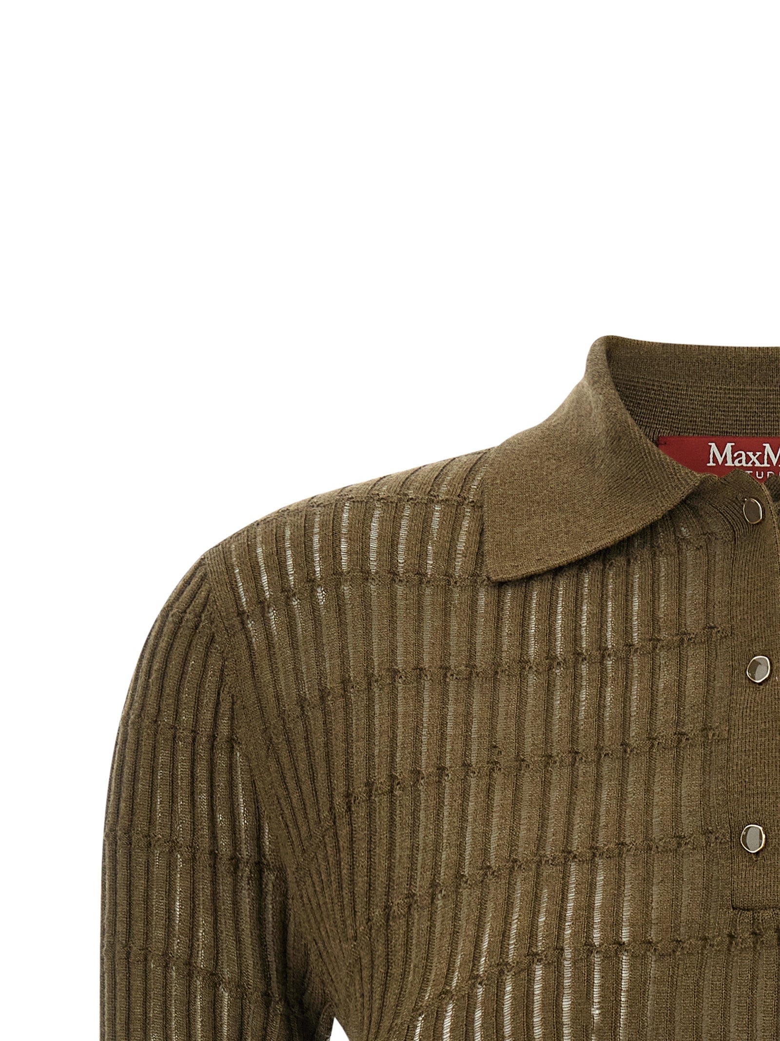 Elevate your wardrobe with the Max Mara Bicolor Silk Polo Shirt, a luxurious blend of silk and wool that embodies timeless elegance and sophisticated allure.