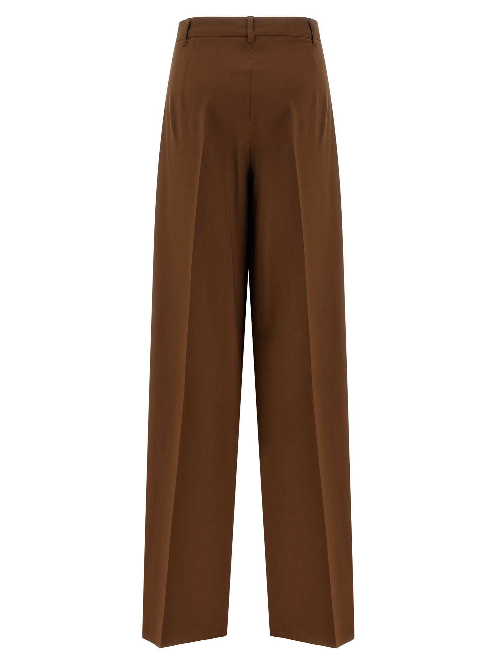 Experience the exquisite artistry of Max Mara's Brown Virgin Wool Casual Pants, a luxurious staple that redefines elegance and sophistication for the discerning individual.