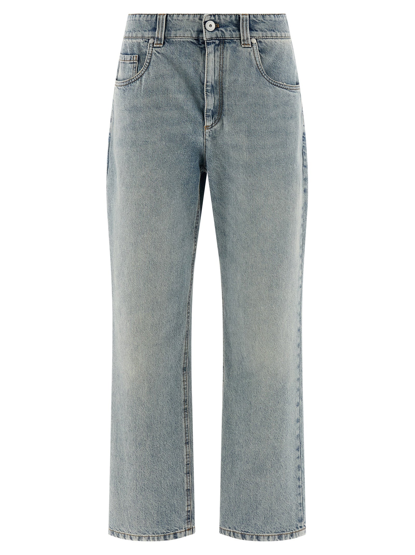 Brunello Cucinelli Blue Cotton Straight-Leg Jeans, Artisan Luxury