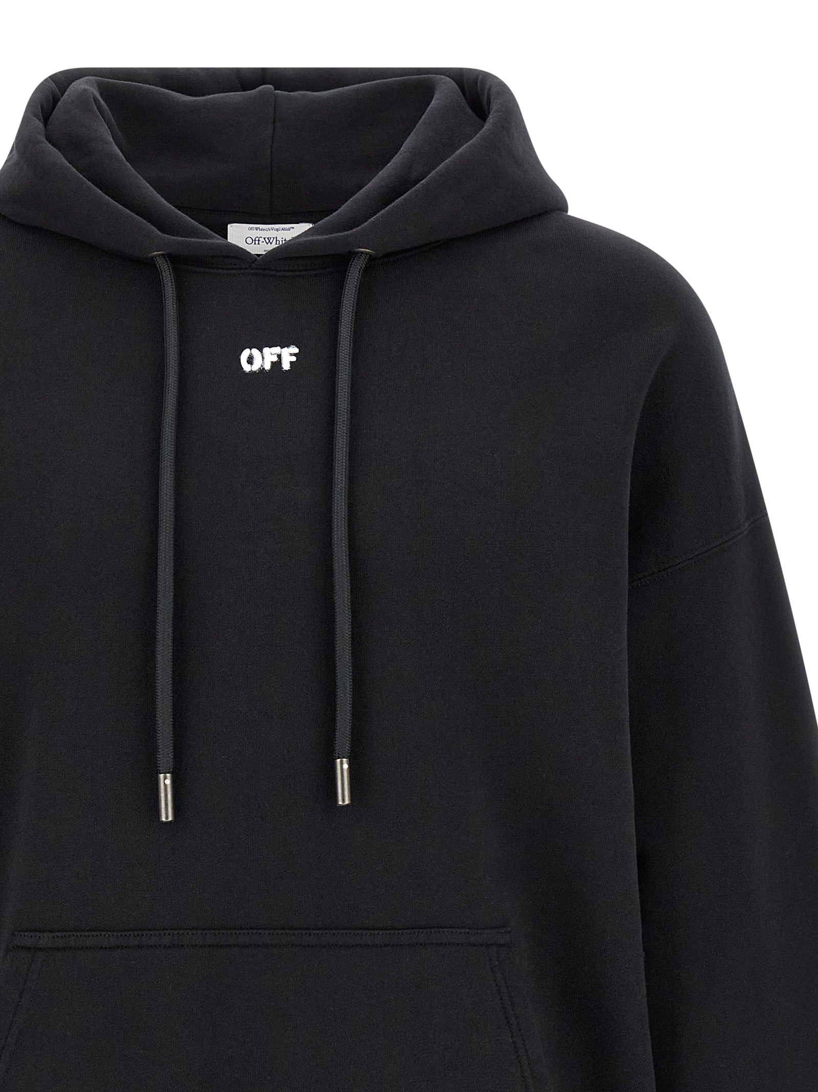 Elevate your wardrobe with the Off-White Black Cotton Sweatshirt, a masterpiece of artisanal craftsmanship and contemporary style, perfect for the discerning fashion connoisseur.