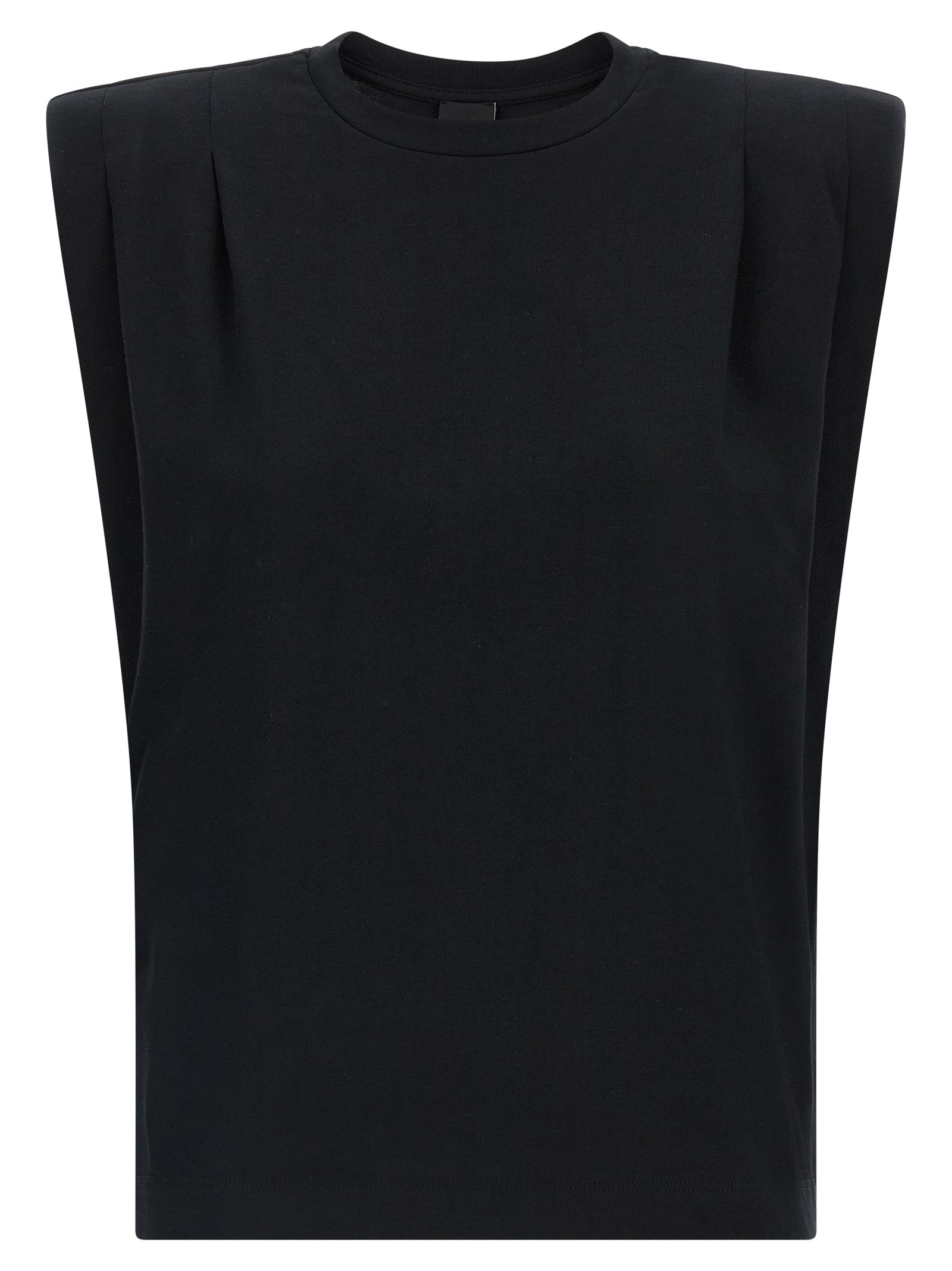 Elevate your style with PINKO's Myranda Black Cotton Sleeveless T-Shirt, a luxurious blend of exquisite design and sumptuous materials, perfect for the modern fashionista.